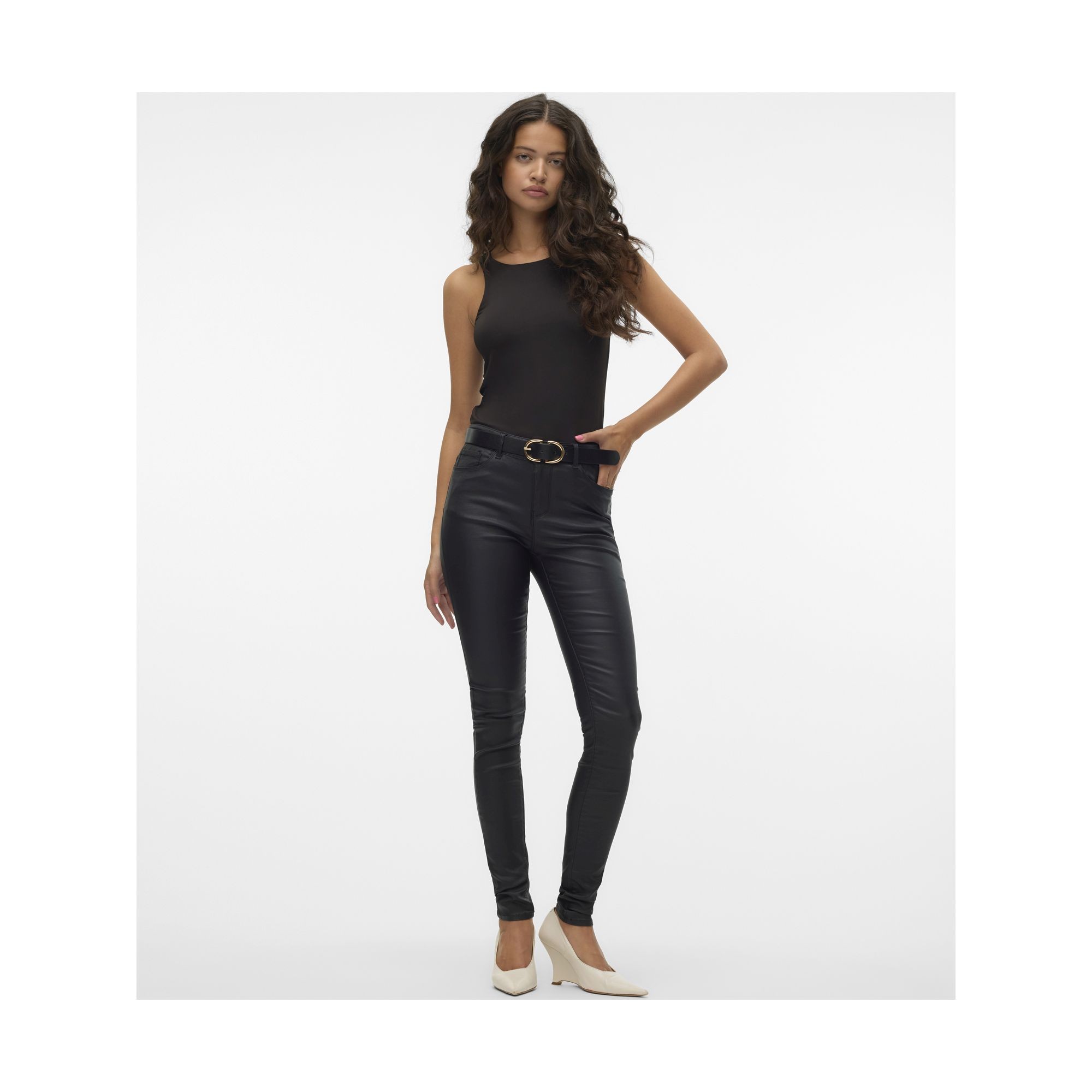 VERO MODA Kelnės moterims, Juoda, VMSEVEN NW SS SMOOTH 5