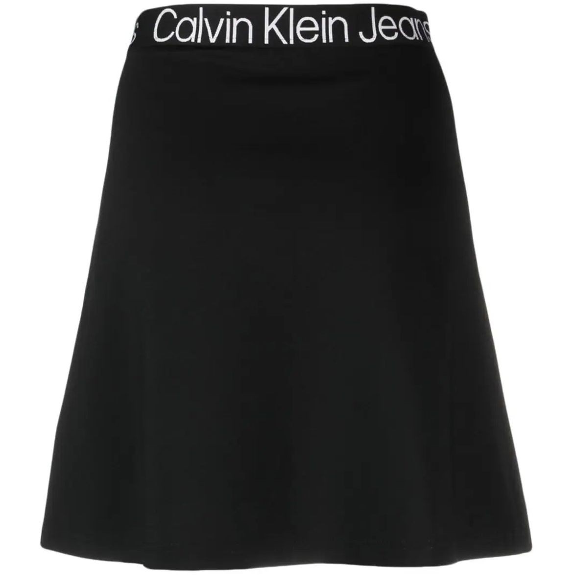 CALVIN KLEIN JEANS Midi sijonas moterims, Juoda, Logo waistband milano skirt 2