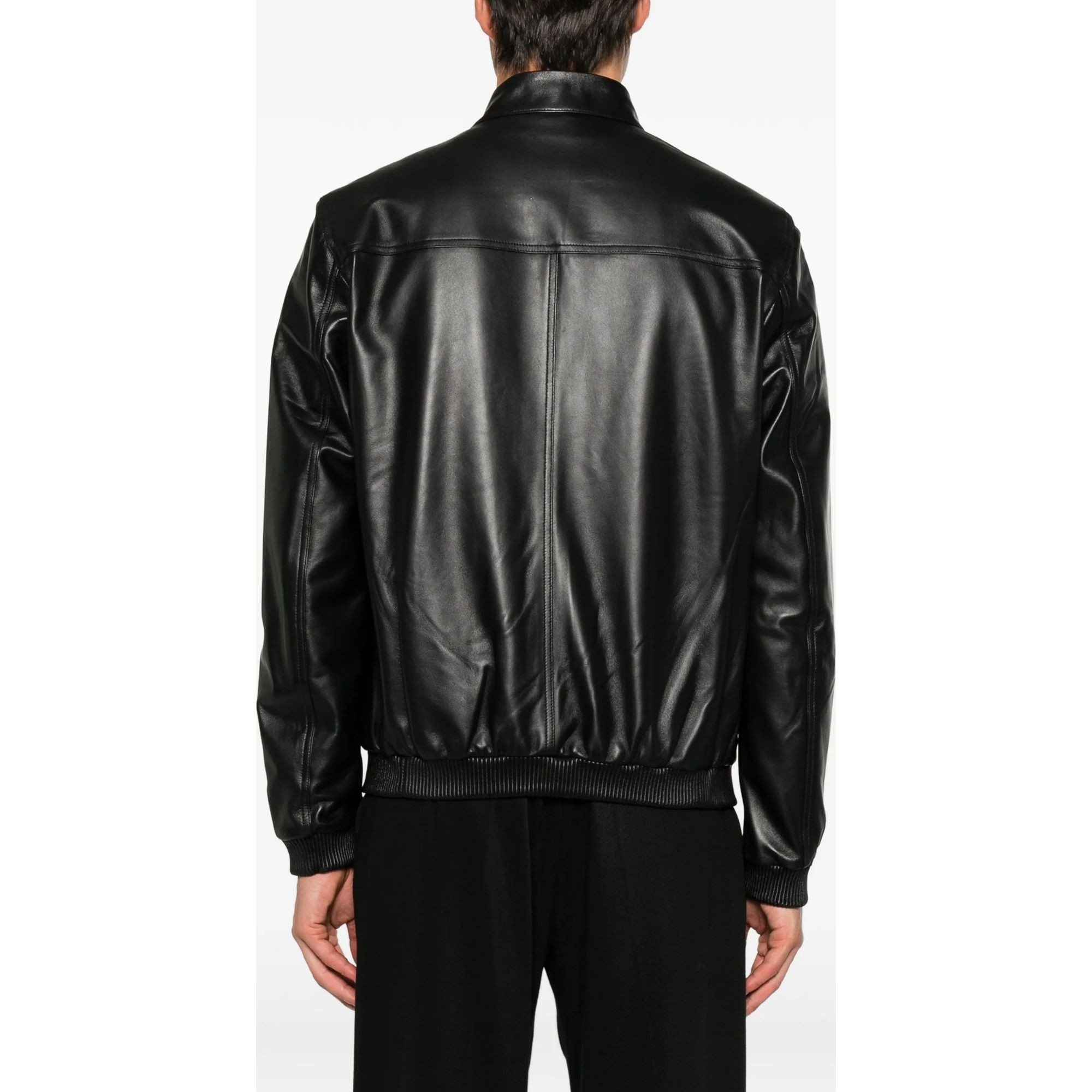 SERGIO MORETTI Odinė striukė vyrams, Juoda, Leather jacket 4