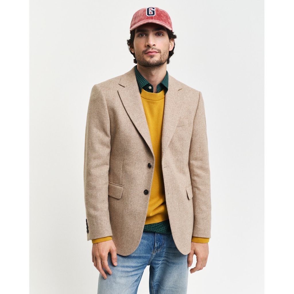 GANT Švarkas vyrams, Ruda, Slim herringbone suit blazer 2