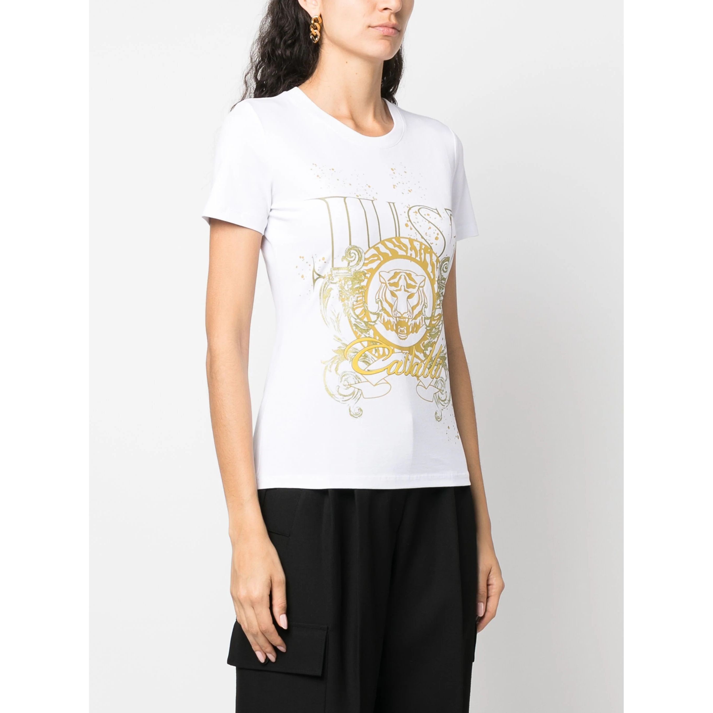 JUST CAVALLI Marškinėliai trump. rankovėmis moterims, Balta, Tiger t-shirt 2