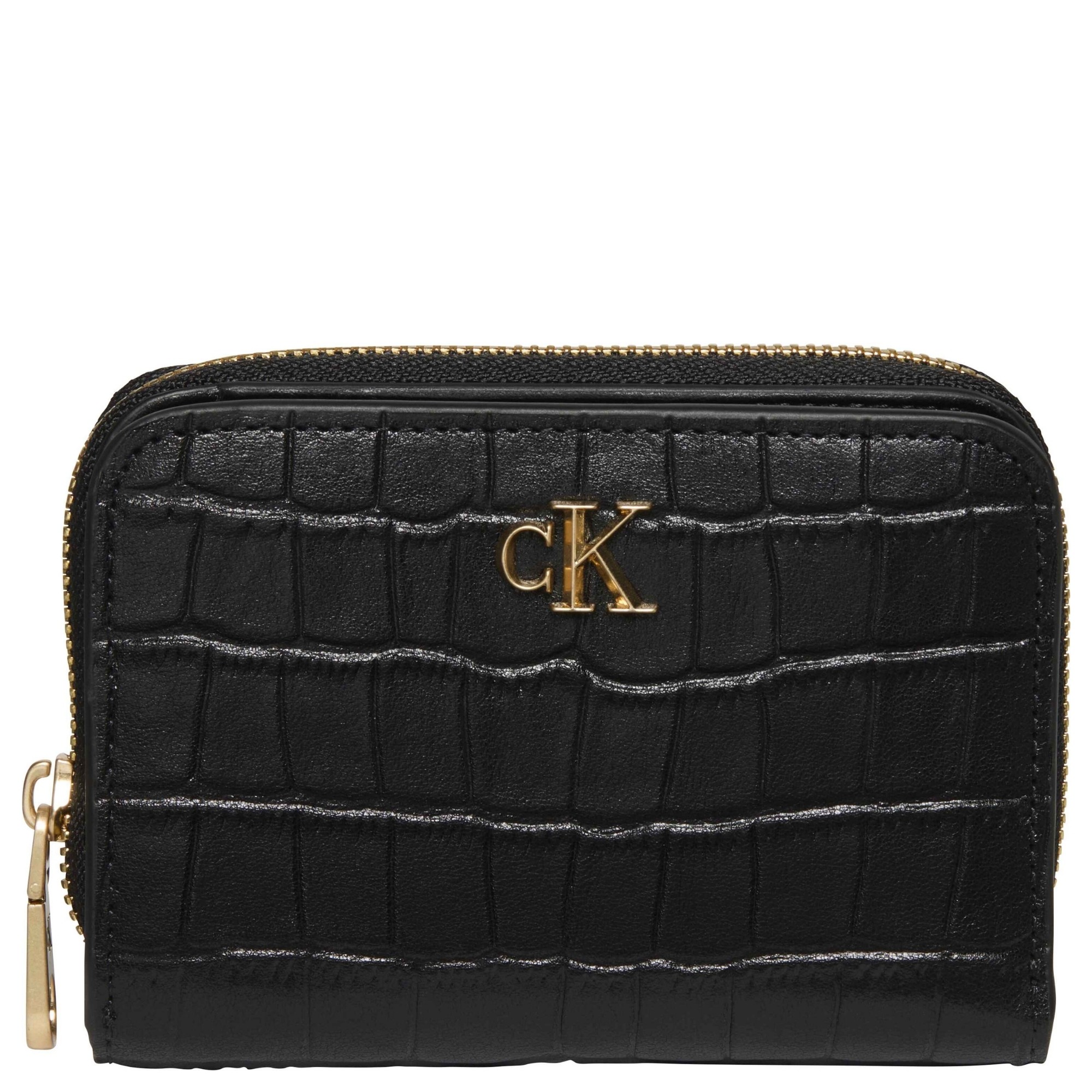 CALVIN KLEIN Piniginė moterims, Juoda, CK croc medium flap zip wallet 1