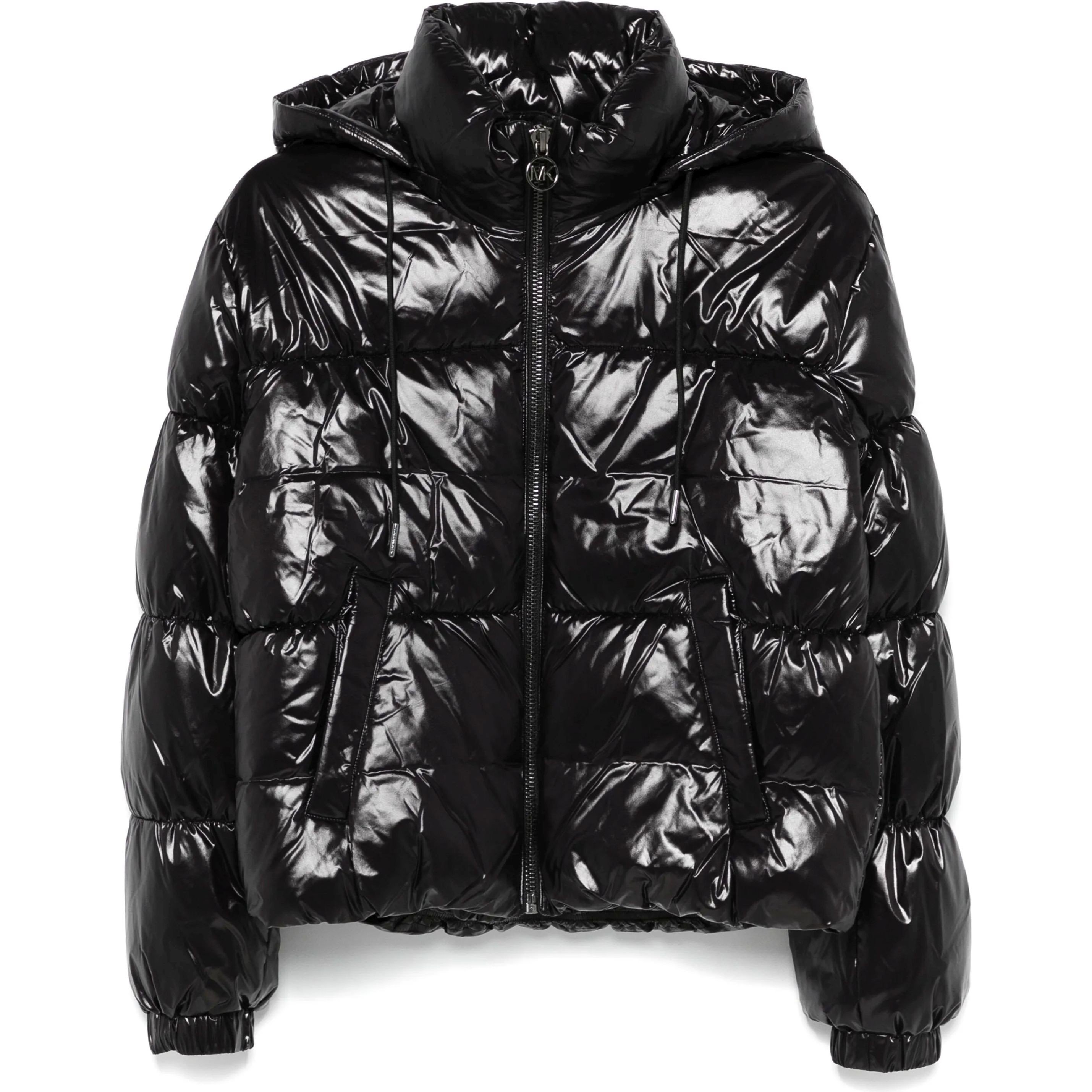MICHAEL KORS Pūkinė striukė moterims, Juoda, Hooded high shine down jackets 1