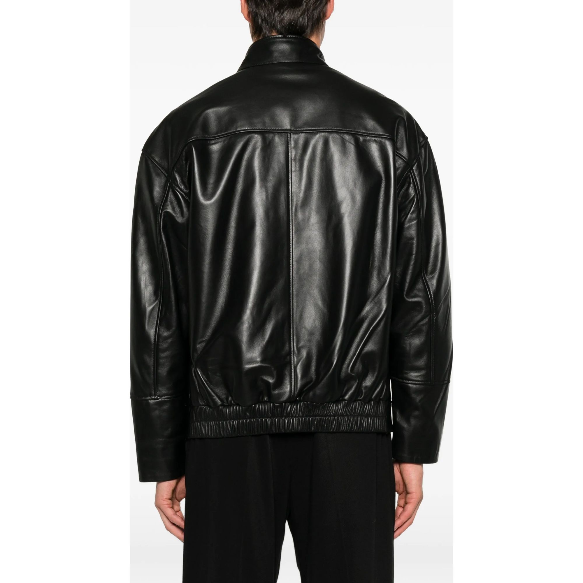 SERGIO MORETTI Odinė striukė vyrams, Juoda, Leather jacket 4