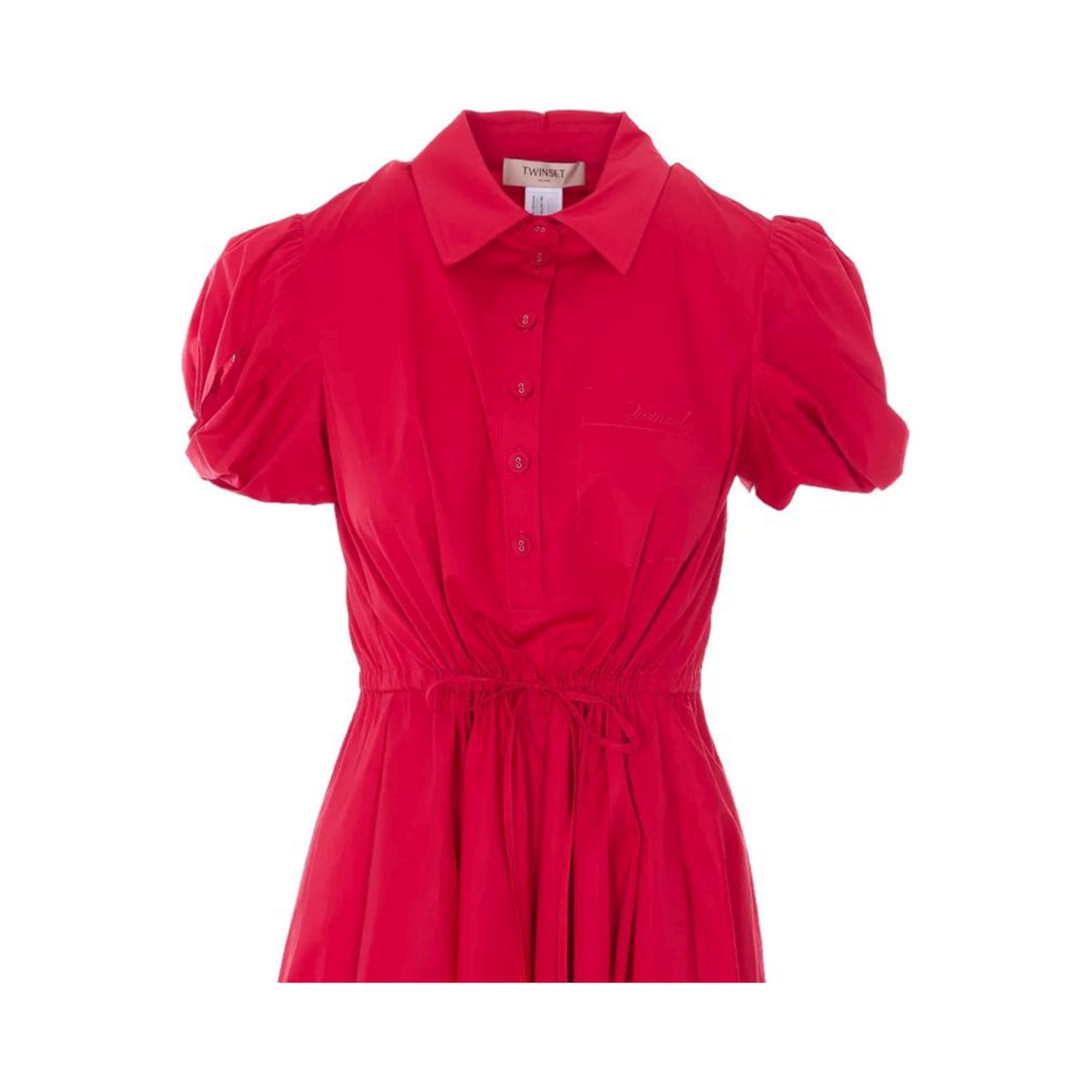 TWINSET Maxi suknelė moterims, Raudona, Butoned drawstring shirt dress 4