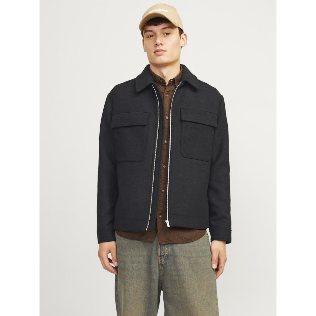 JACK & JONES Lengva striukė vyrams, Juoda, Blu russel wool blend jacket 2