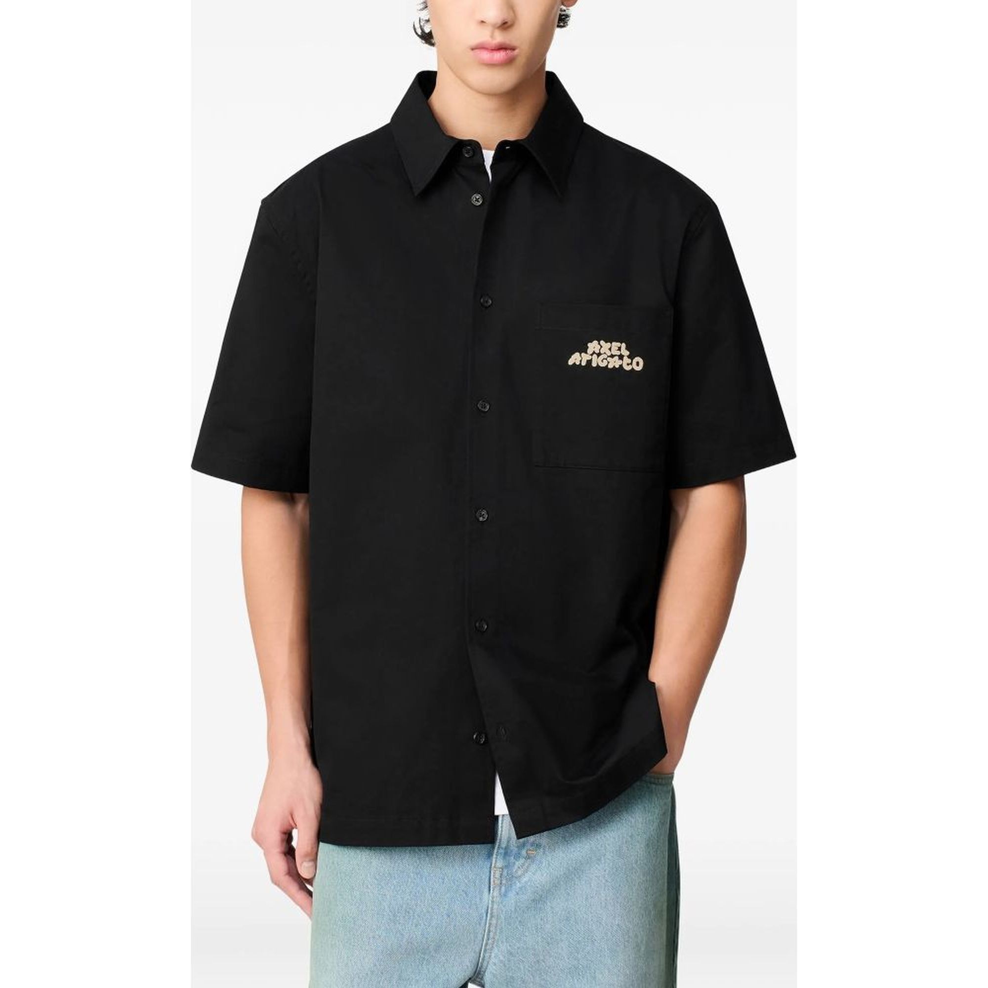 AXEL ARIGATO Marškiniai trump. rankovėmis vyrams, Juoda, Drew shirt 3