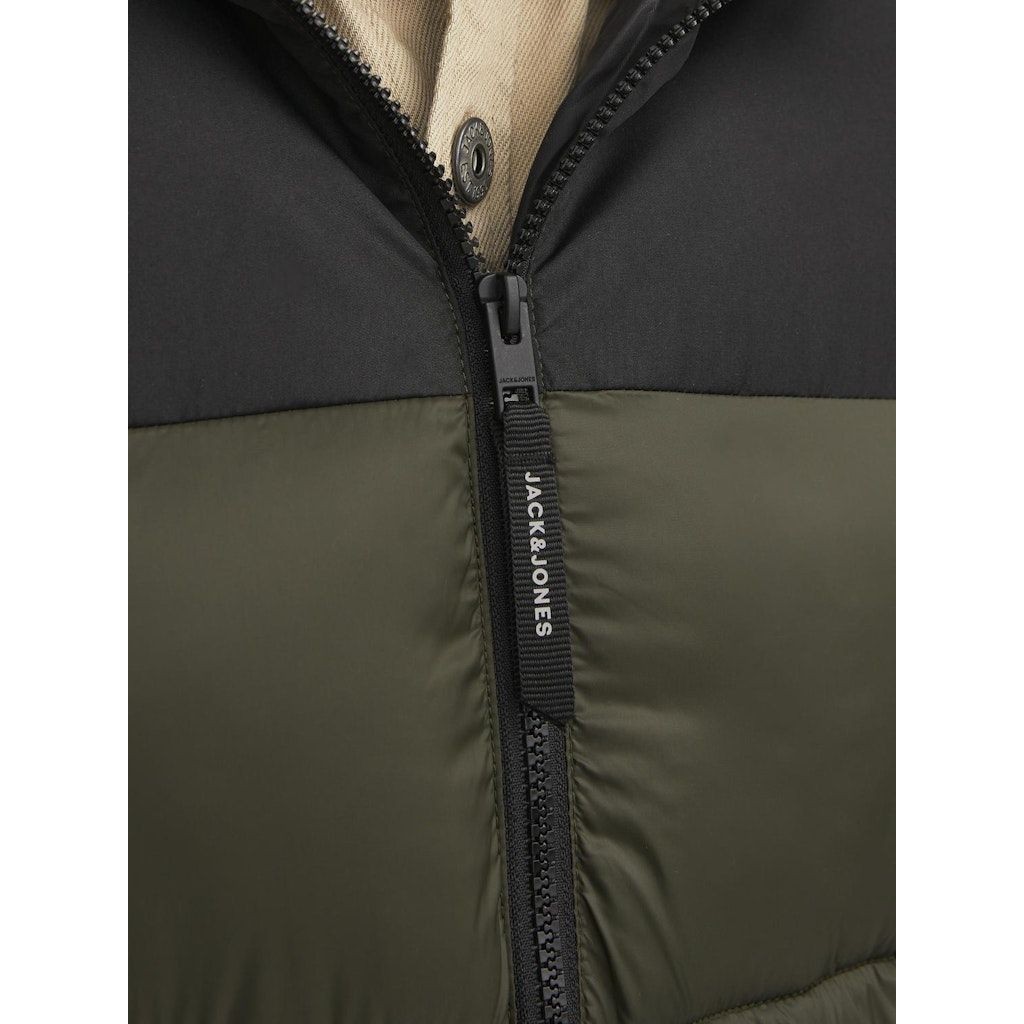 JACK & JONES Striukė vyrams, Žalia, JJETOBY PUFFER HOOD 3