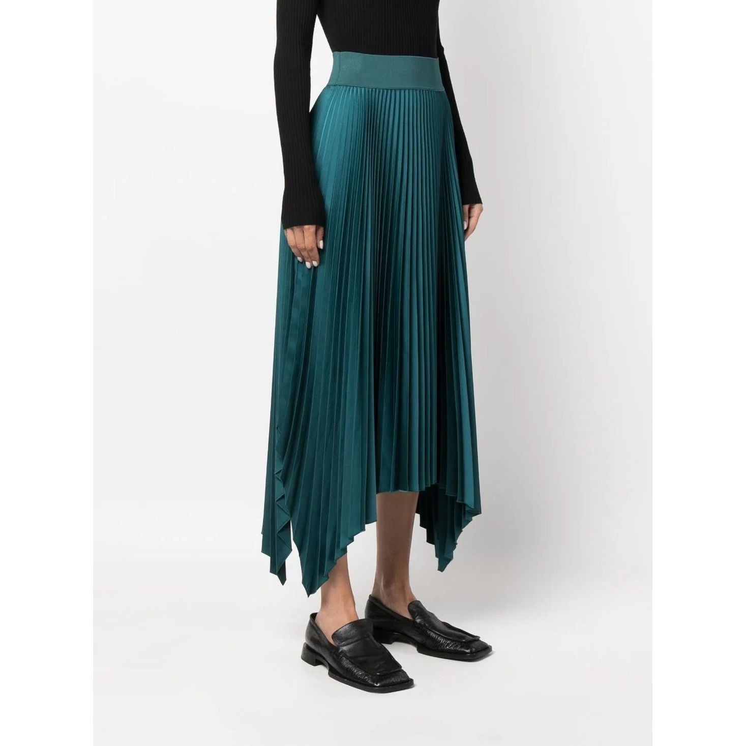 JOSEPH Midi sijonas moterims, Žalia, Ade knit weave plisse skirt 2