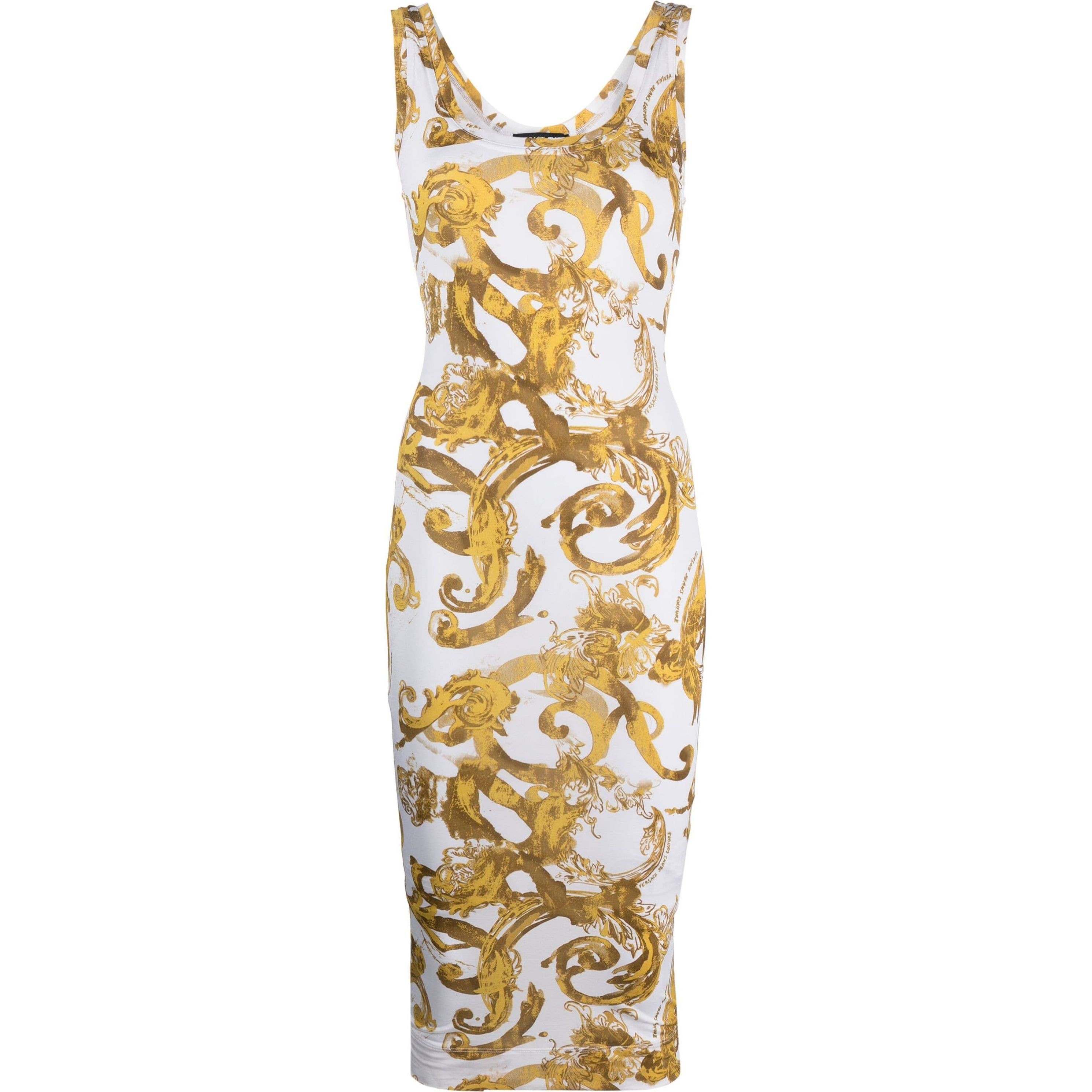 VERSACE JEANS CUTURE Mini suknelė , Balta, Baroccoflage-print mini dress