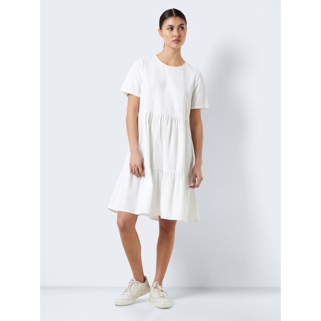 NOISY MAY Maxi suknelė moterims, Balta, NMLOONE S/S  O-NECK D 6