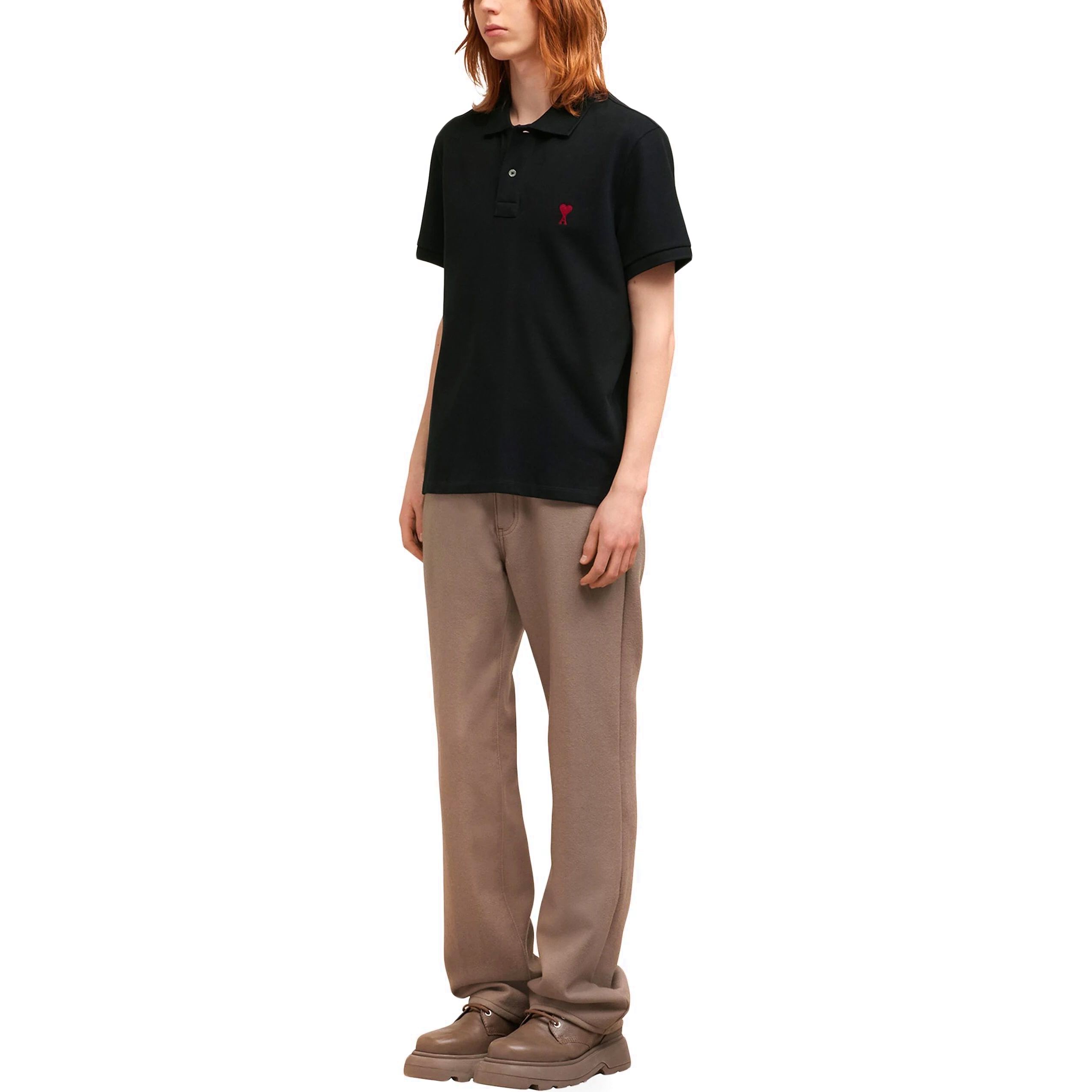 AMI PARIS Polo marškiniai trumpos rank., Juoda, Ami de coeur polo shirt 3