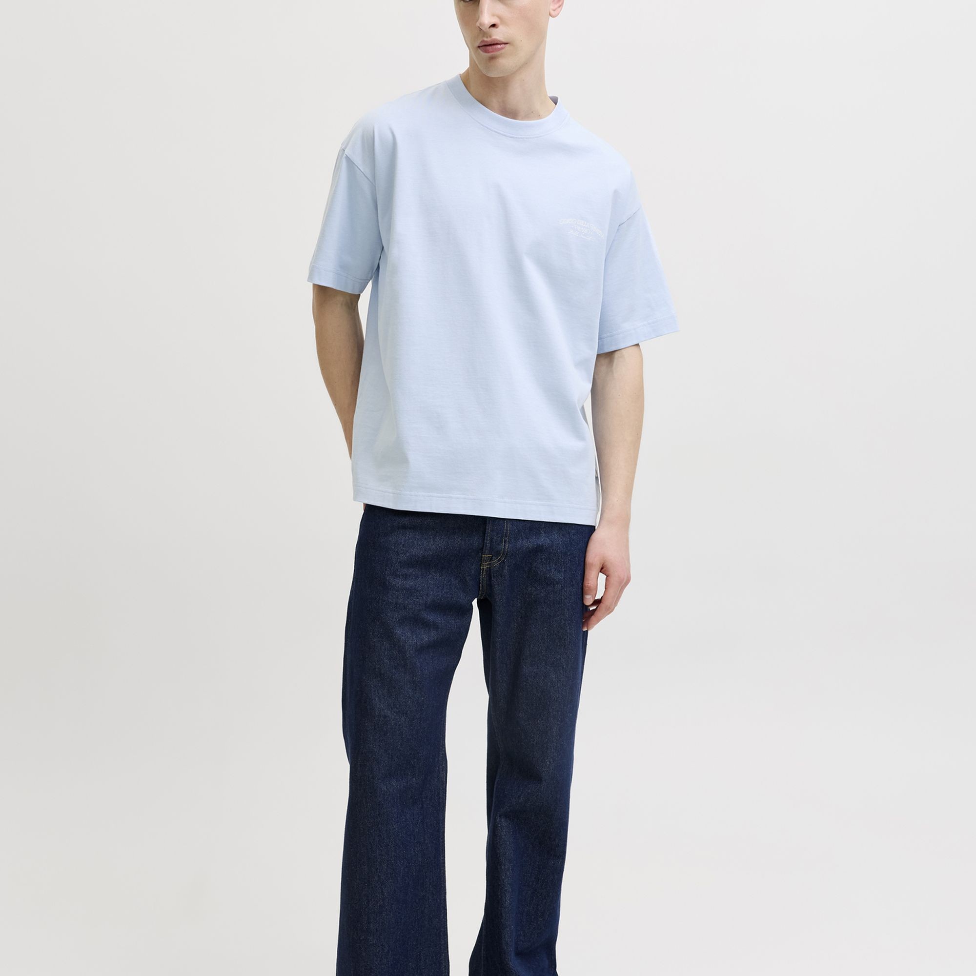 JACK & JONES Marškinėliai vyrams, Mėlyna, Coted azur mono back 6