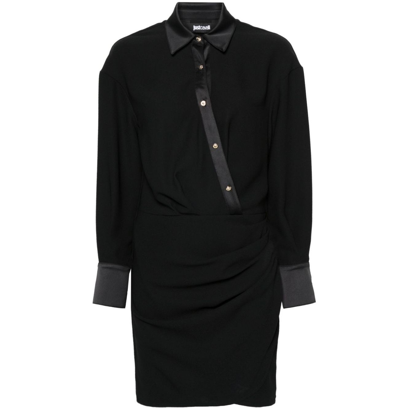 JUST CAVALLI Mini suknelė moterims, Juoda, Long sleeve dress