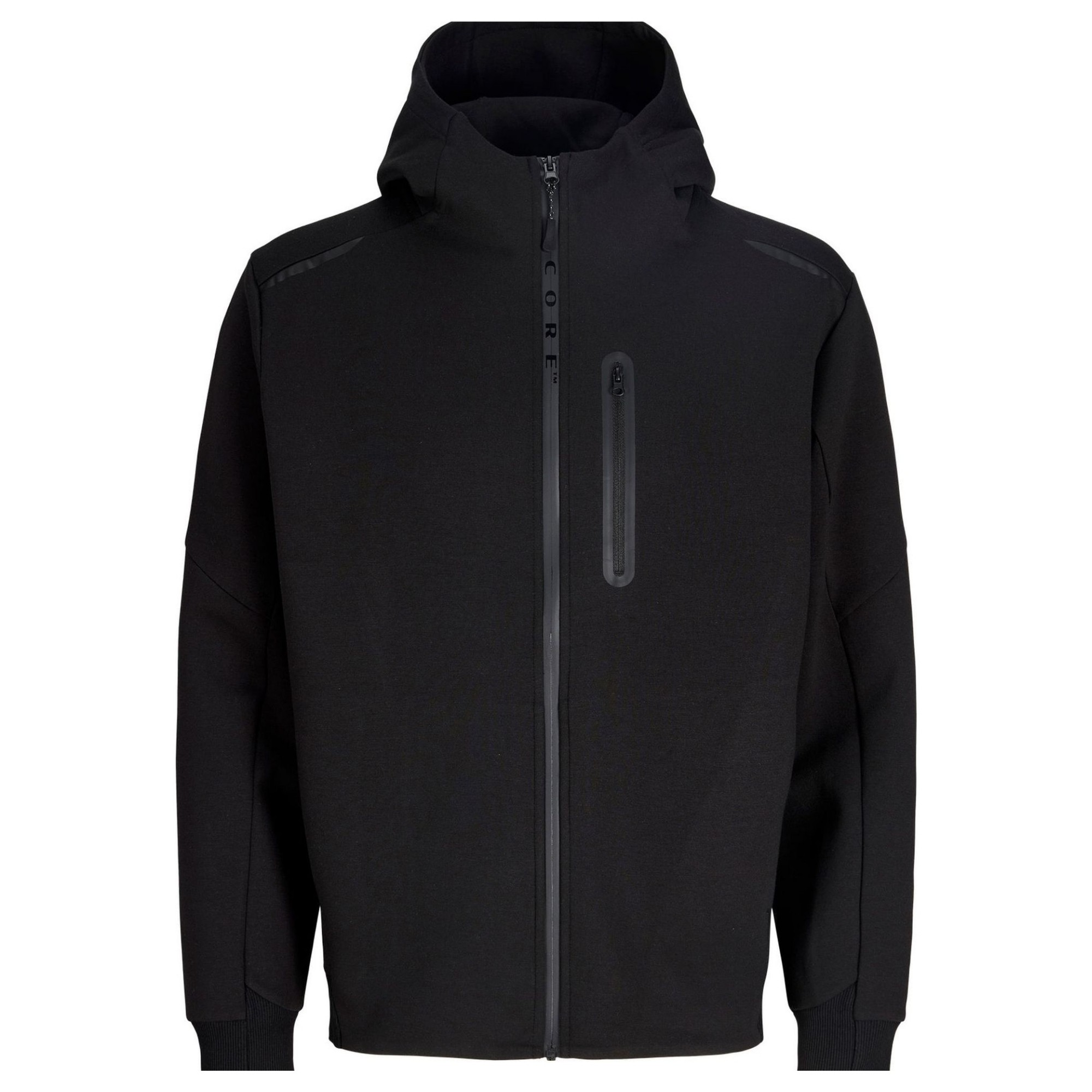 JACK & JONES Lengva striukė vyrams, Juoda, Fudion full zip