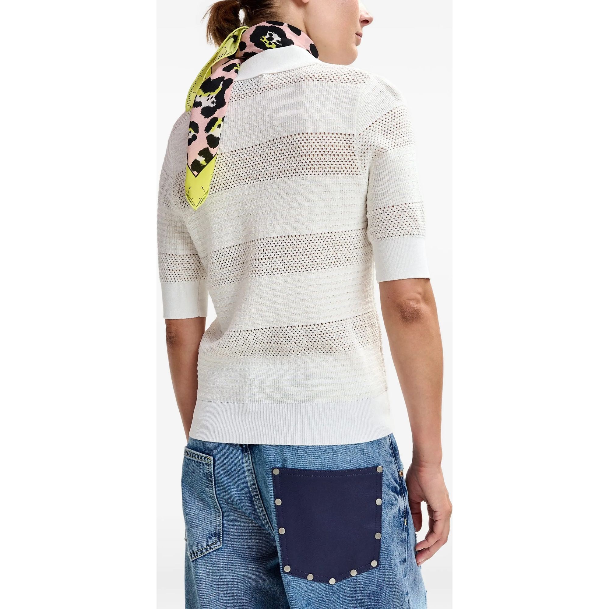 ESSENTIEL ANTWERP Polo marškiniai trumpos rank. moterims, Balta, 2 knit polo with bows 4