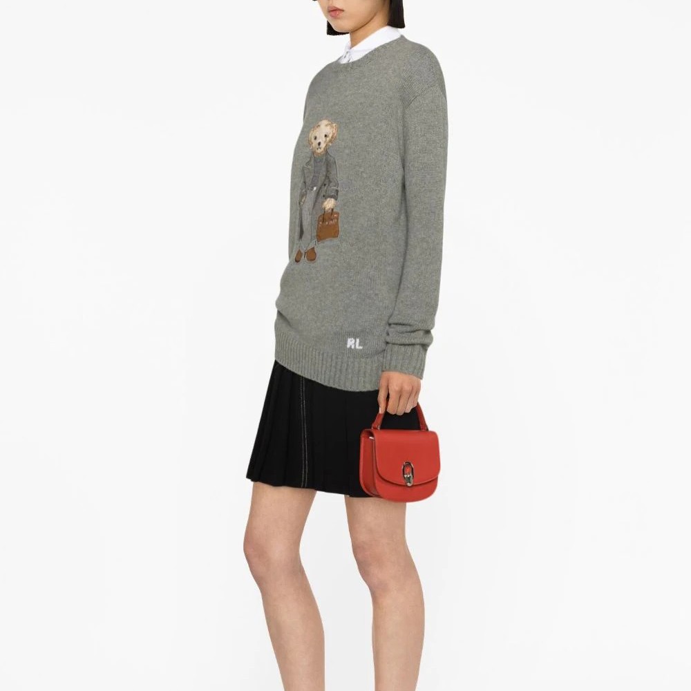 RALPH LAUREN Sportinis nertinis moterims, Pilka, Coat bear long sleeve pullover 3