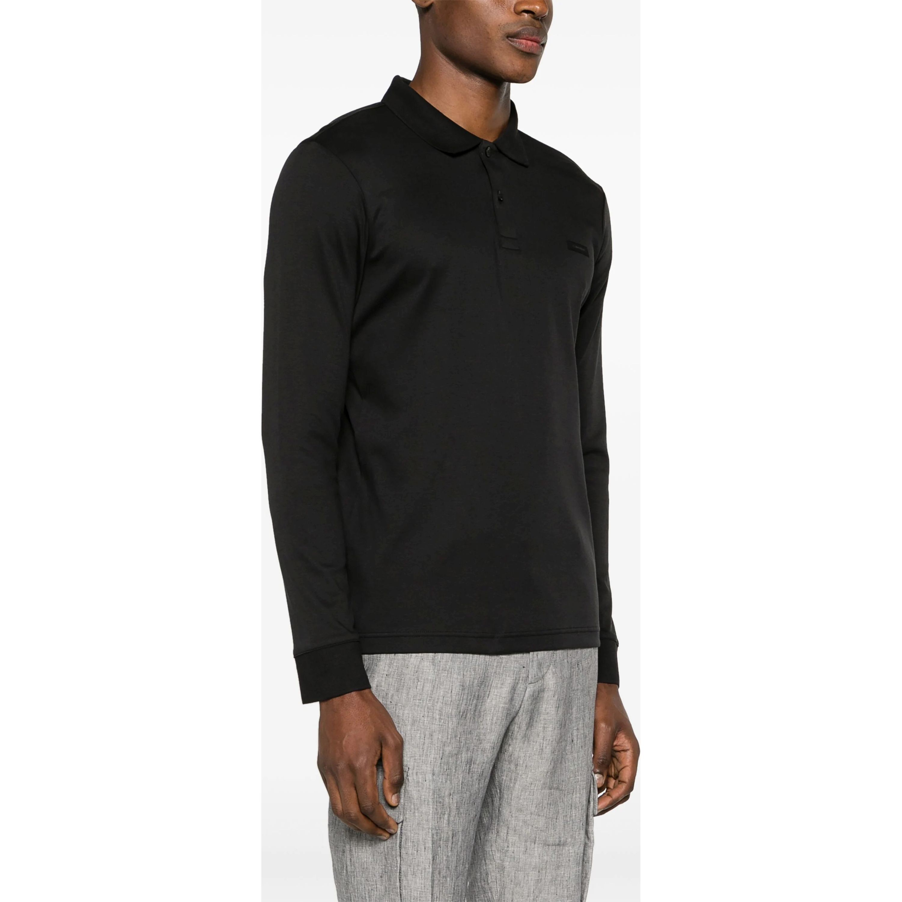 CALVIN KLEIN Polo marškiniai ilgos rank. vyrams, Juoda, L/s polo 2