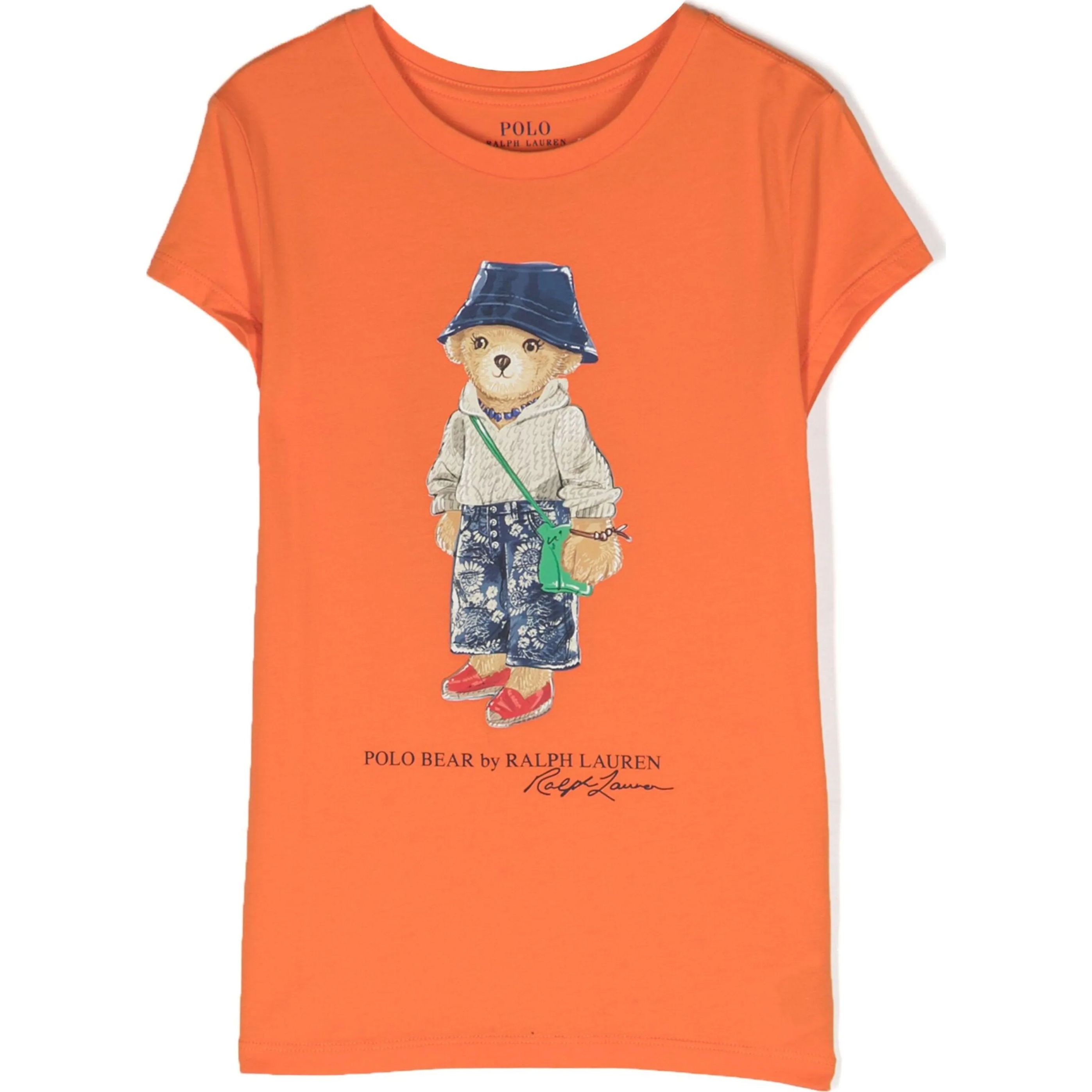 RALPH LAUREN KIDS Marškinėliai trump. rankovėmis mergaitėms, Oranžinė, Bear tee 1