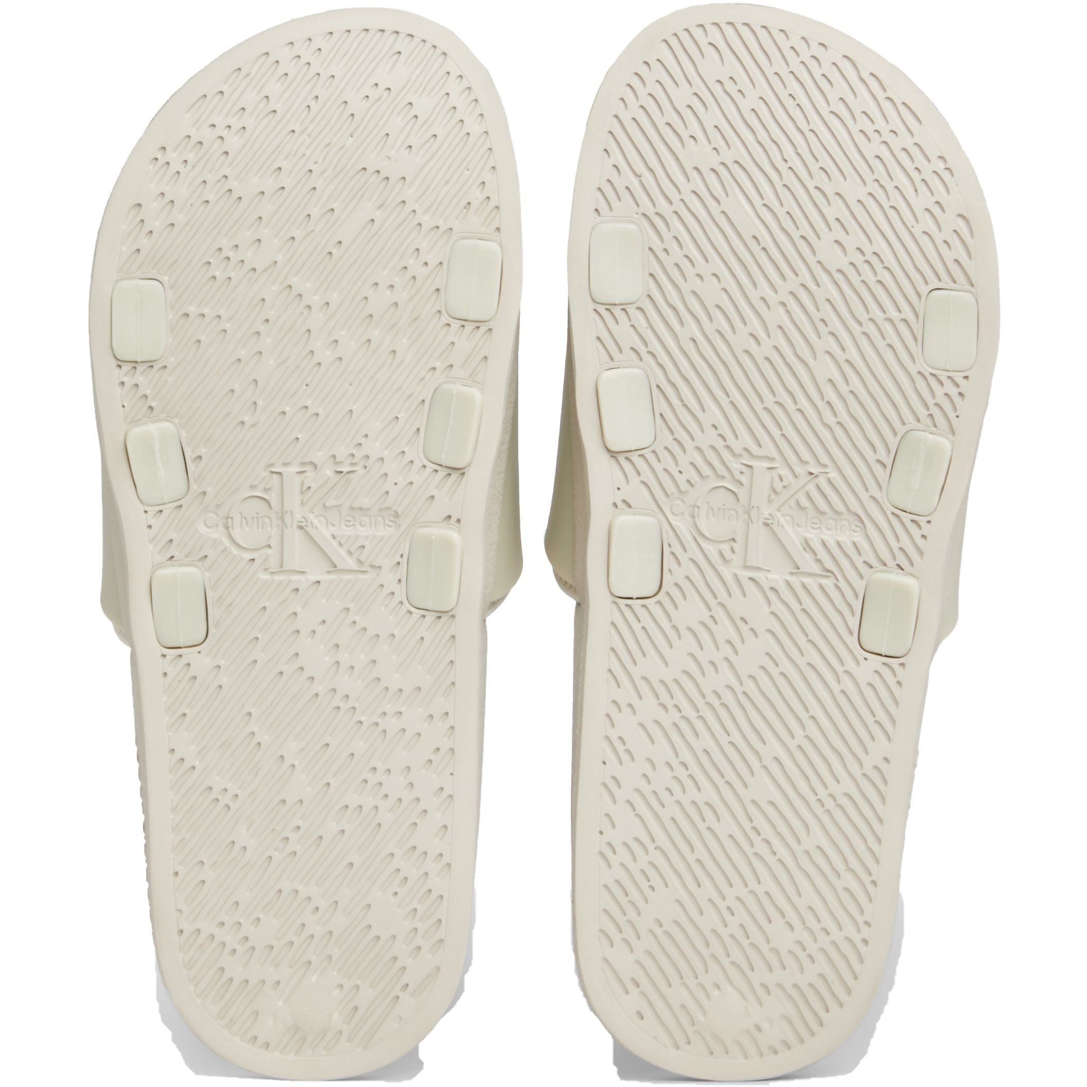 CALVIN KLEIN JEANS Guminės šlepetės moterims, Smėlio, Slide monogram 5