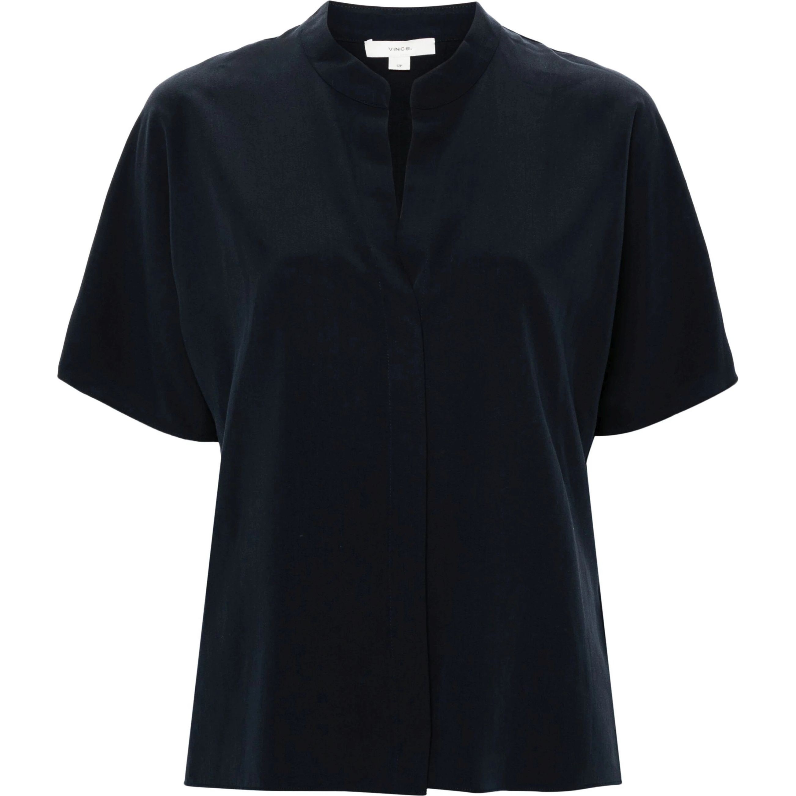 VINCE Marškinėliai trump. rankovėmis moterims, Mėlyna, Band collar dolman s/s shirt