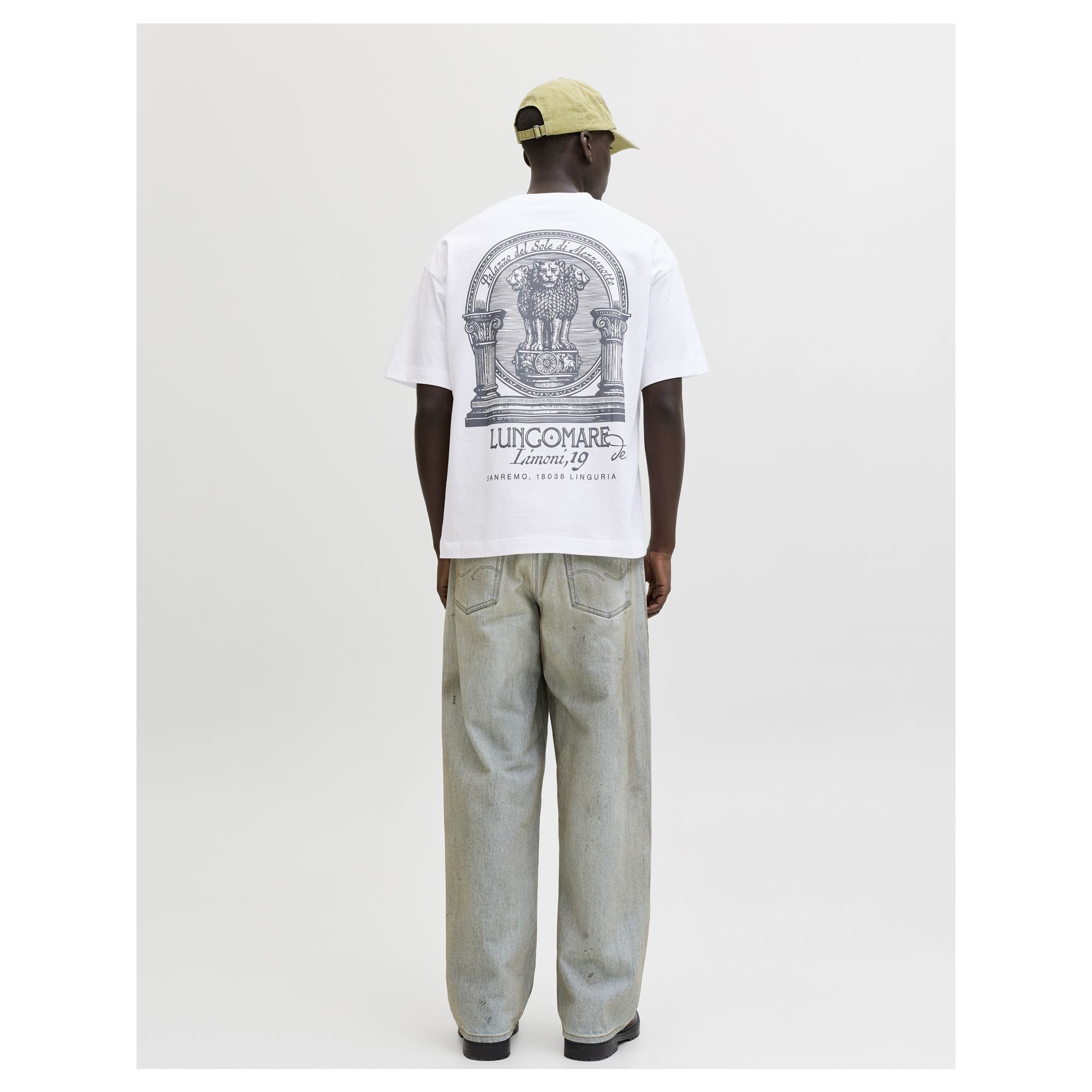JACK & JONES Marškinėliai vyrams, Balta, Coted azur mono back 4