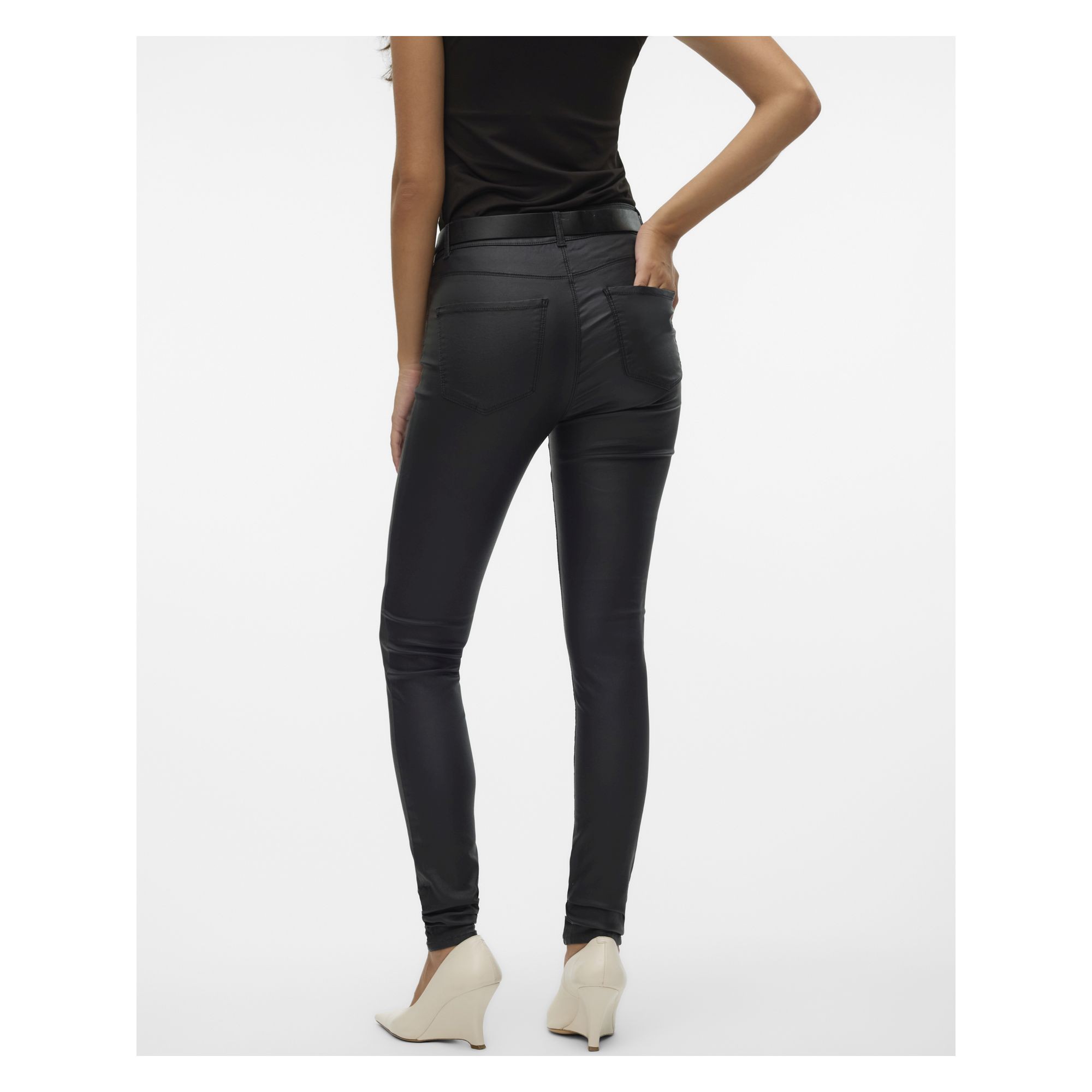 VERO MODA Kelnės moterims, Juoda, VMSEVEN NW SS SMOOTH 4