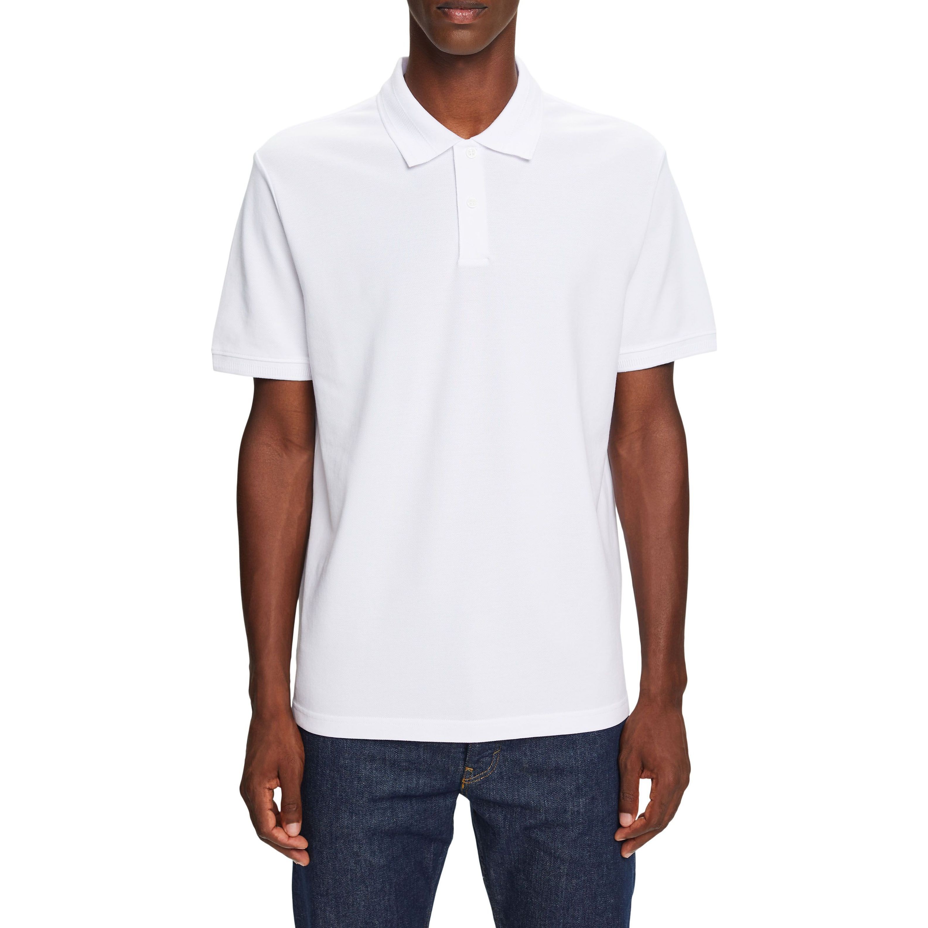 ESPRIT Polo marškiniai ilgos rank. vyrams, Balta, Cotton Pique Polo Shirt 2