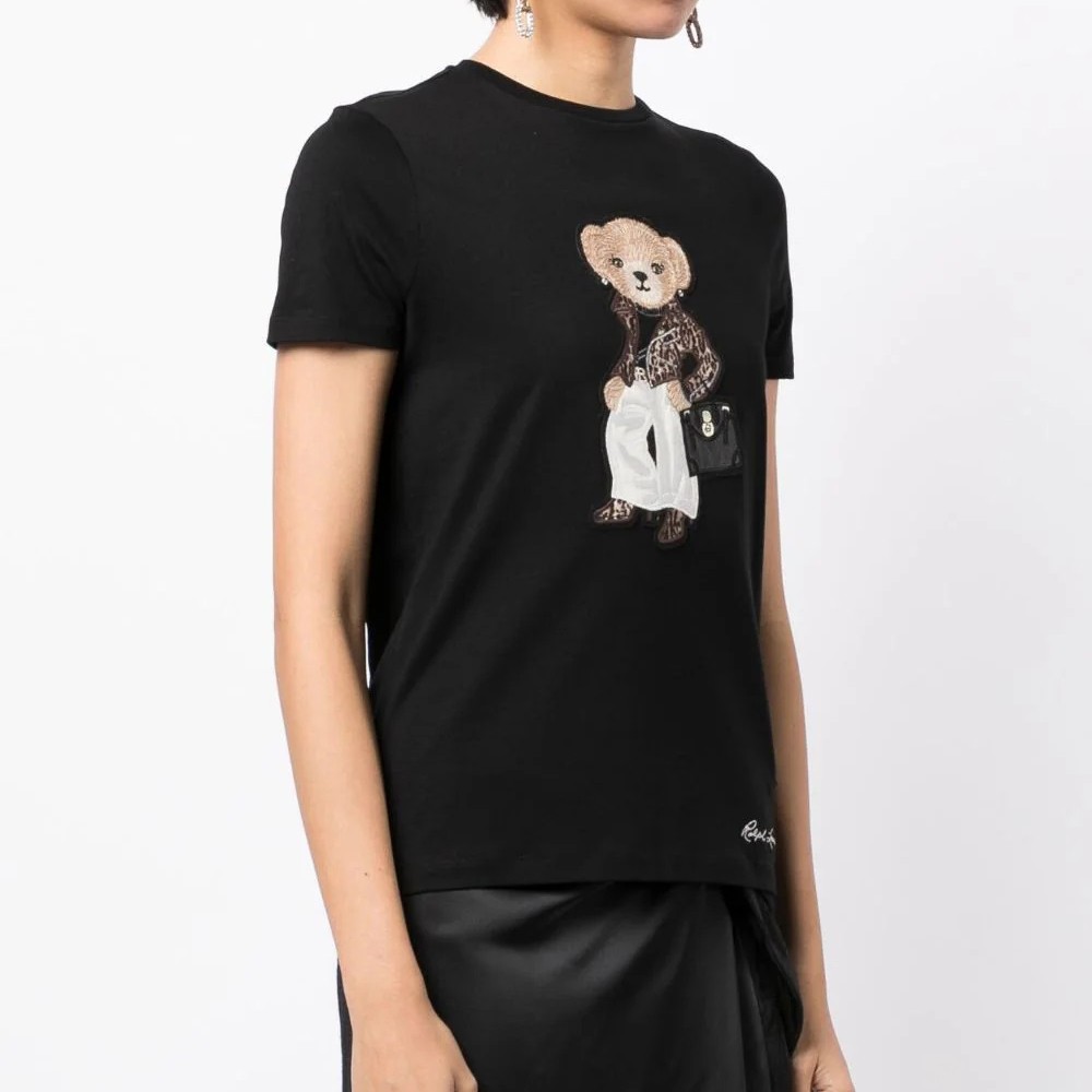 RALPH LAUREN Marškinėliai trump. rankovėmis moterims, Juoda, Moto bear short sleeve t shirt 3