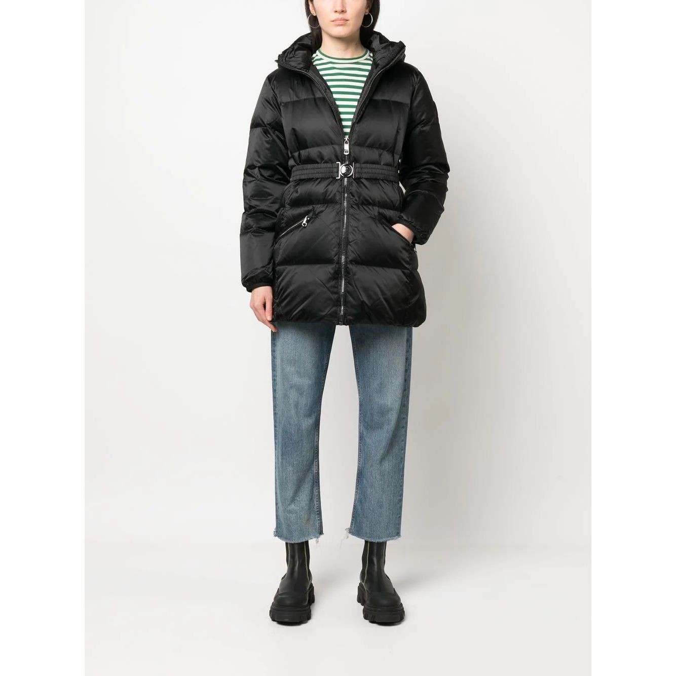 TOMMY HILFIGER Pūkinė striukė moterims, Juoda, Two tone statement puffer 2