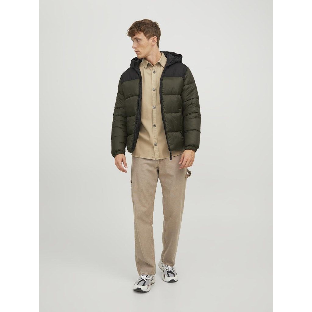 JACK & JONES Striukė vyrams, Žalia, JJETOBY PUFFER HOOD 6