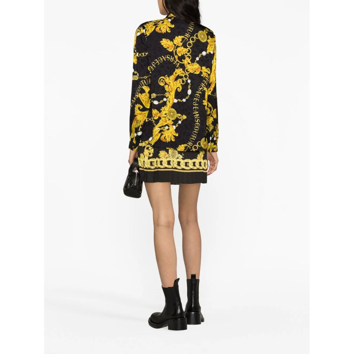 VERSACE JEANS CUTURE Marškiniai ilgomis rankovėmis moterims, Juoda, Chain couture shirt 4