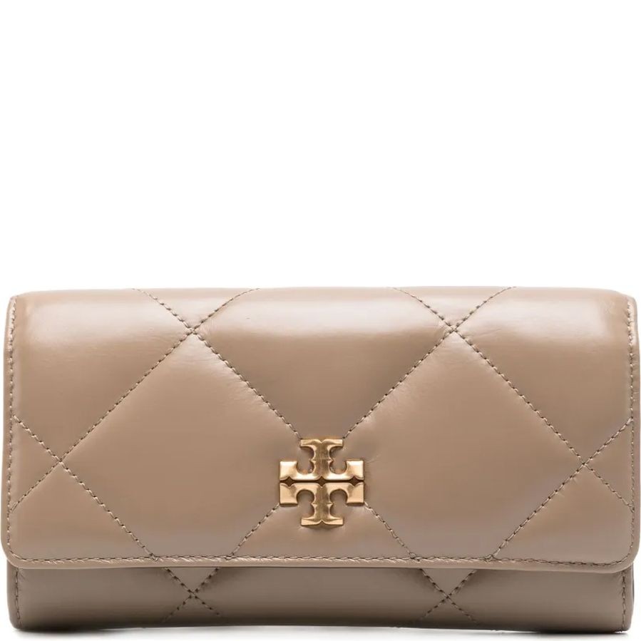 TORY BURCH Piniginė moterims, Ruda, Kira diamond quilt flap wallet 1