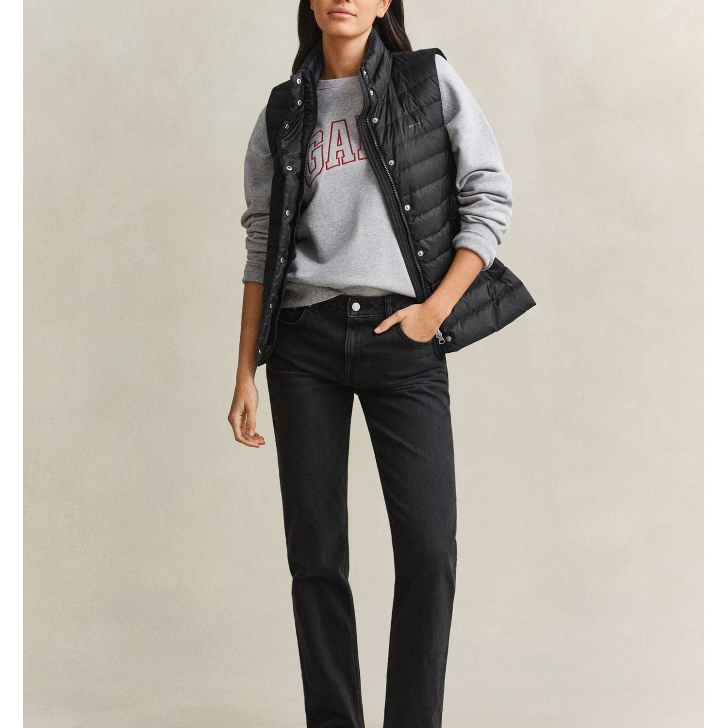 GANT Pūkinė liemenė moterims, Juoda, Light down vest 5