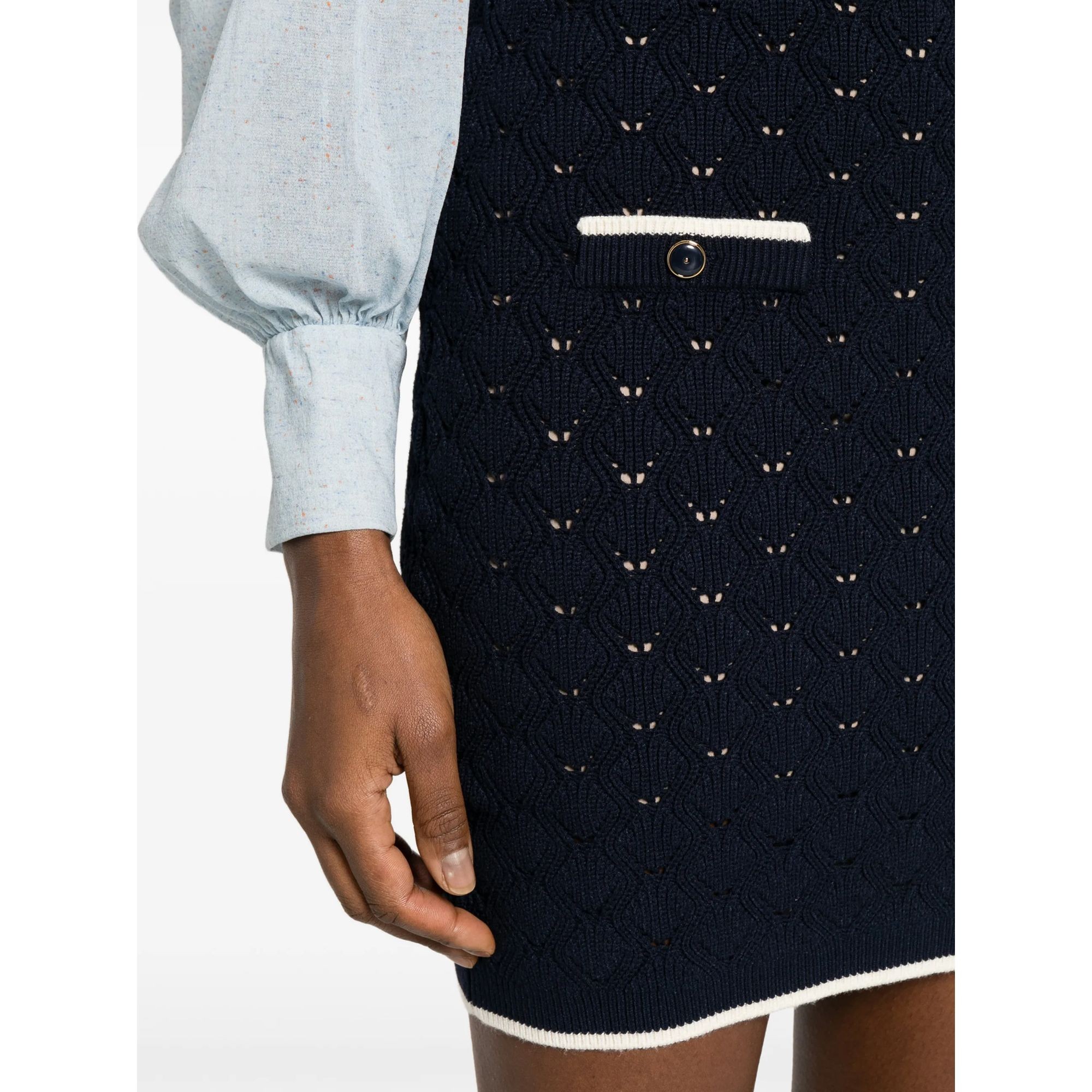 TWINSET Mini sijonas moterims, Mėlyna, Short jacquard-knit skirt 5
