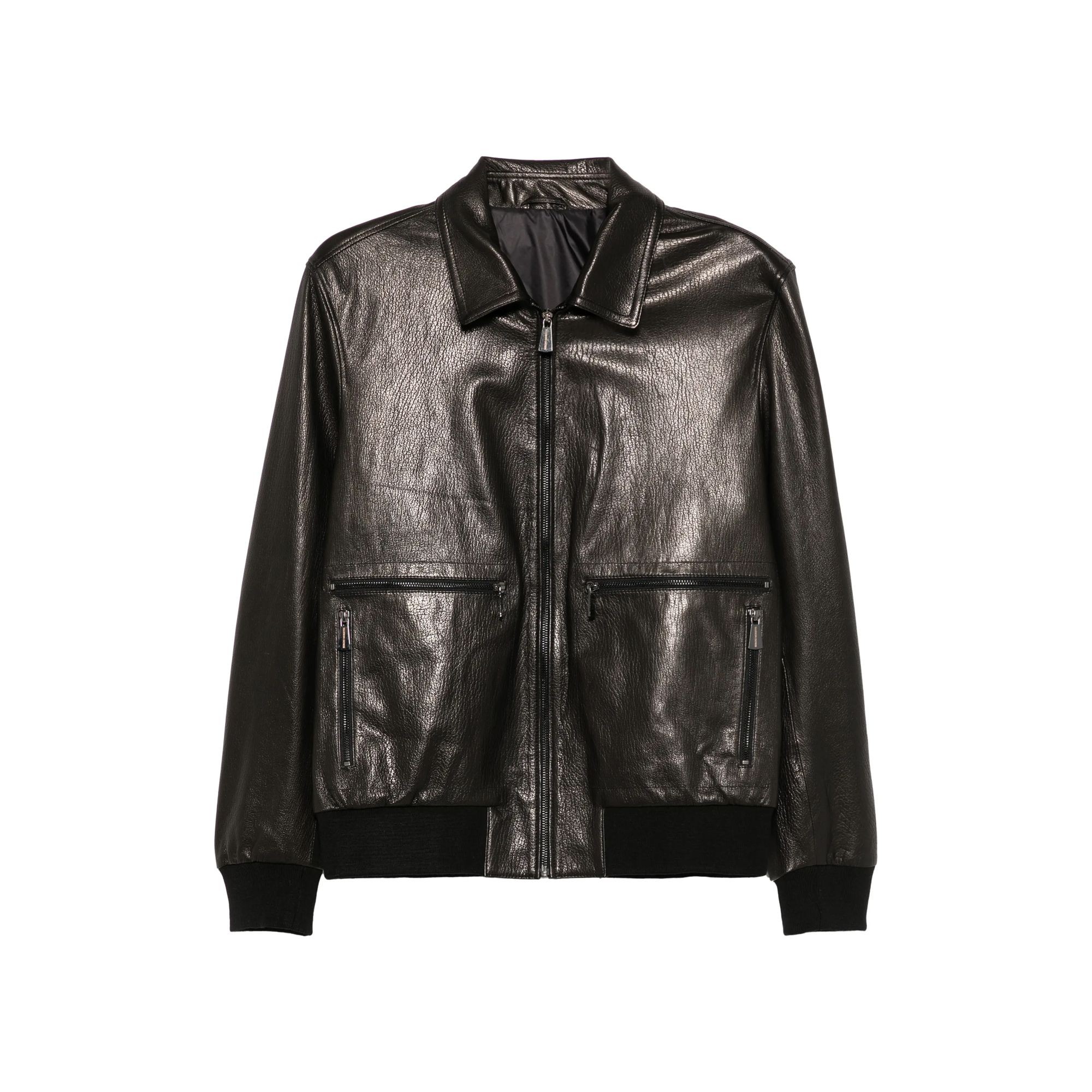 SERGIO MORETTI Odinė striukė vyrams, Juoda, Leather jacket 1