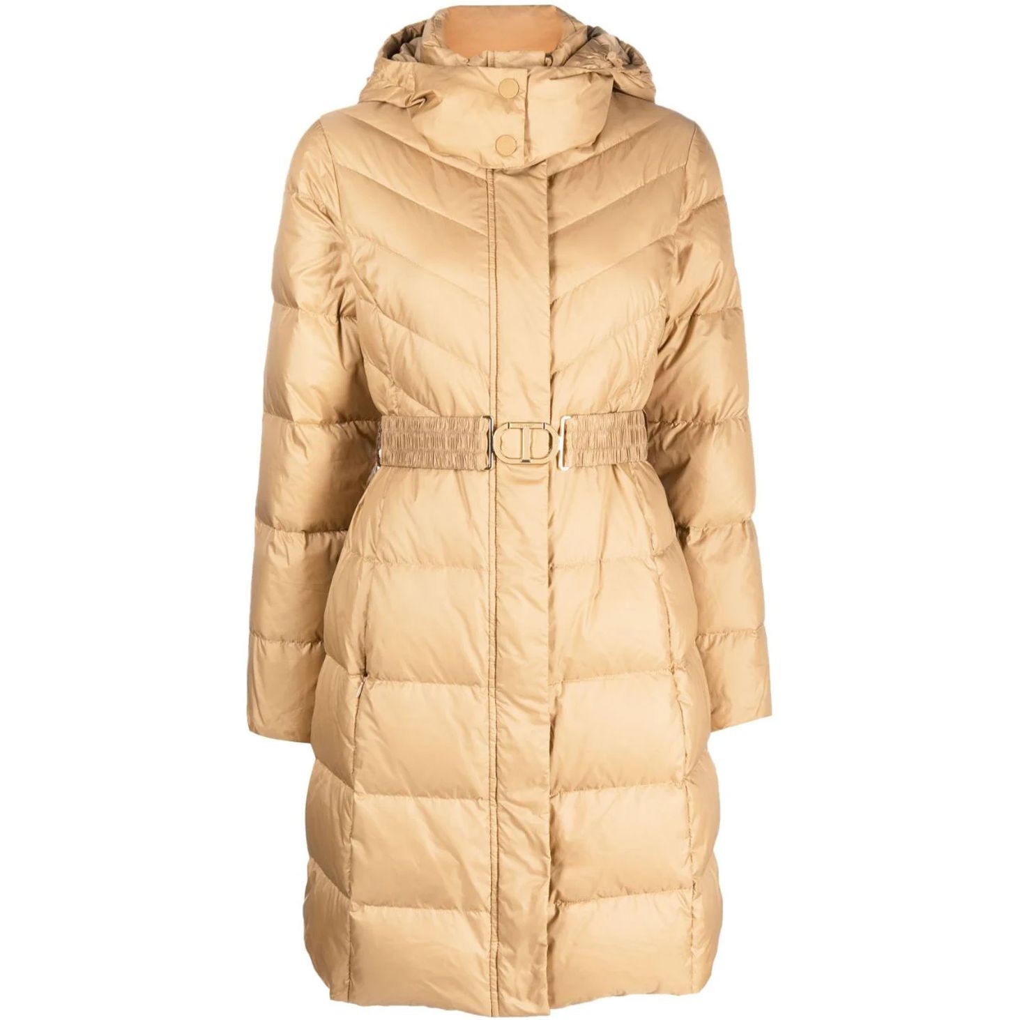 TWINSET Pūkinis paltas moterims, Ruda, Puffed coat 1