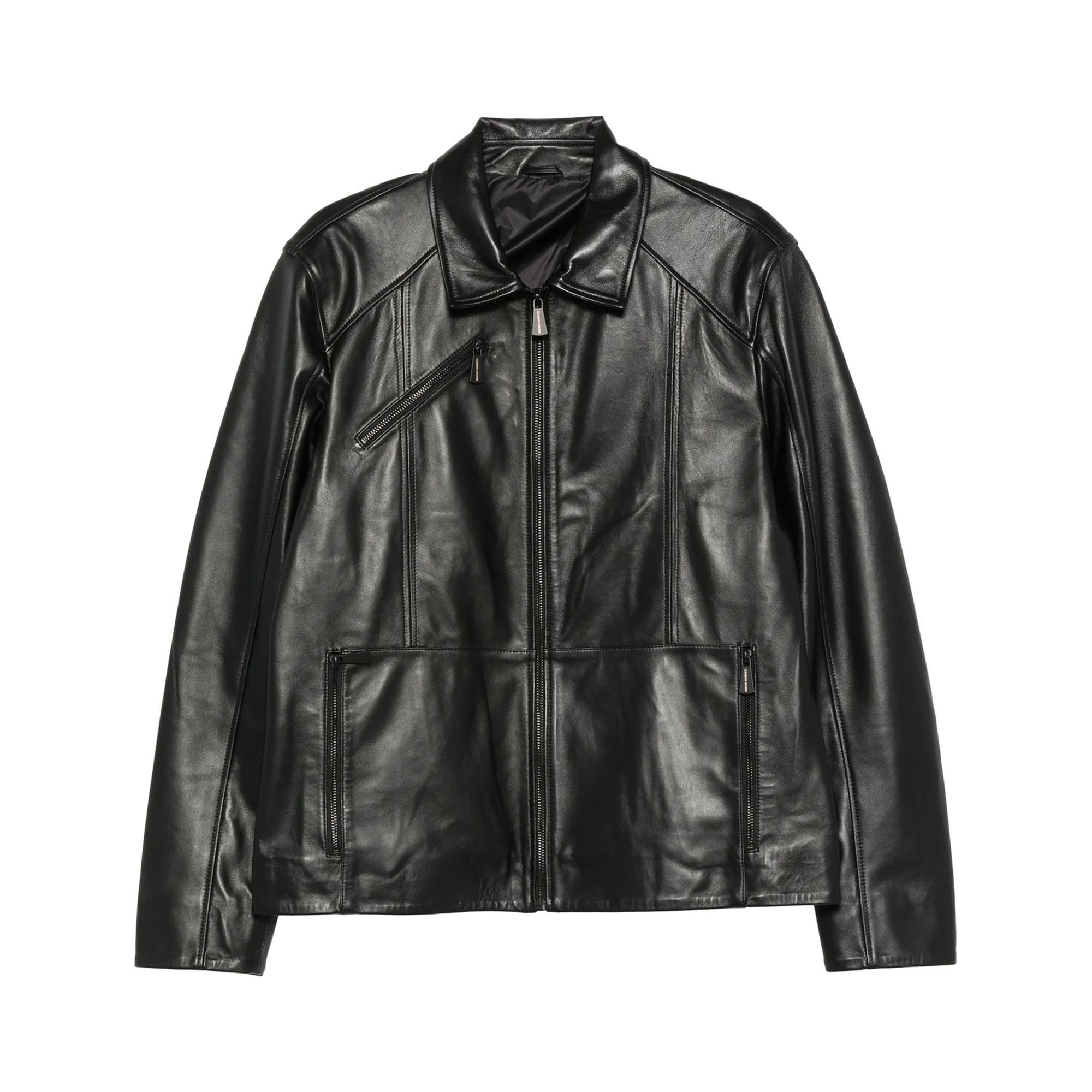 SERGIO MORETTI Odinė striukė vyrams, Juoda, Leather jacket 1