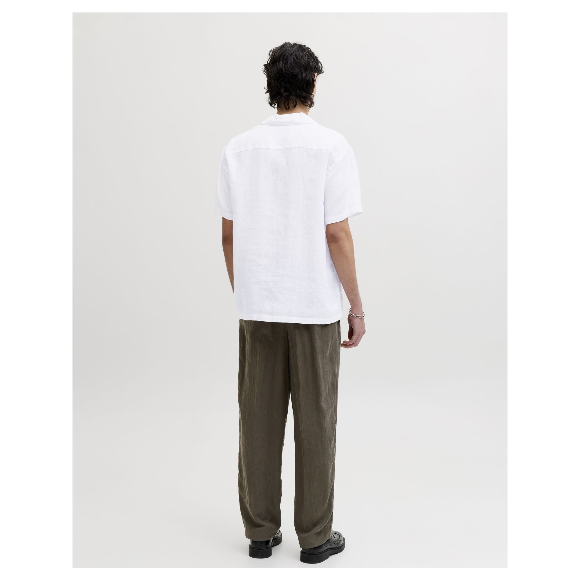 JACK & JONES Marškiniai trump. rankovėmis vyrams, Balta, Lawrence linen resort 5
