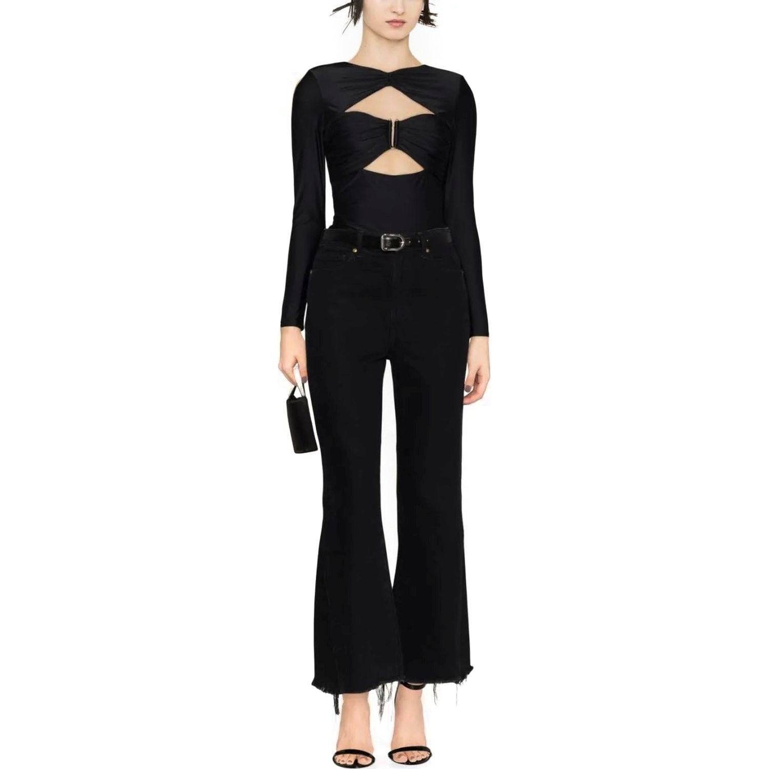 SELF PORTRAIT Palaidinės moterims, Juoda, Black jersey top 2