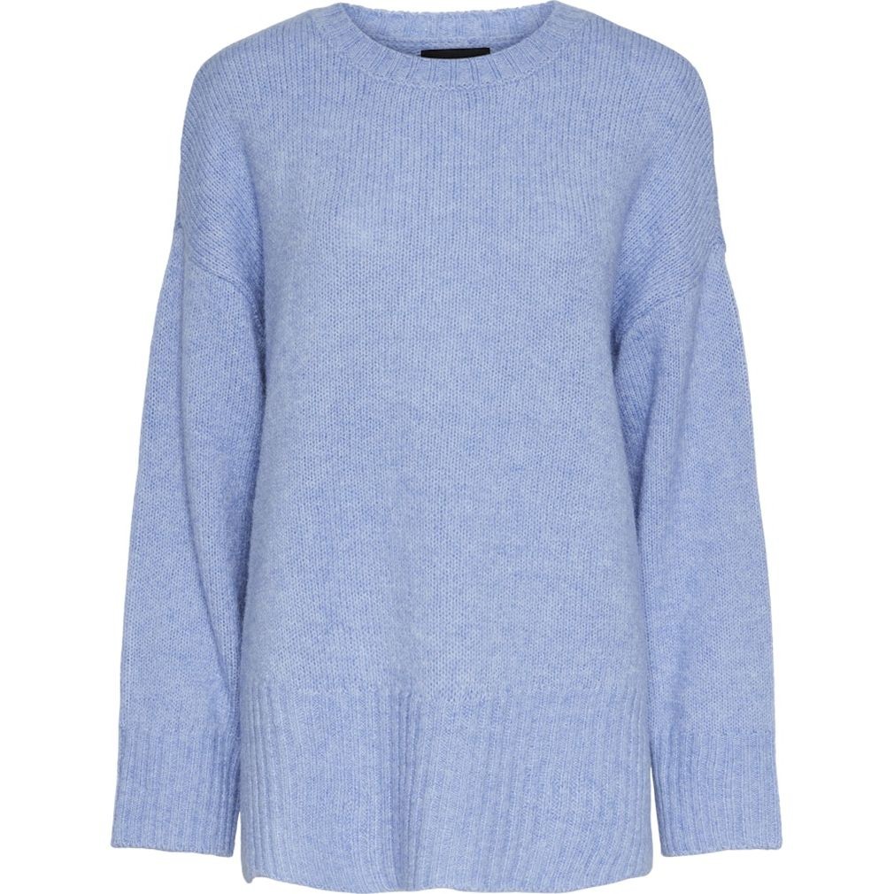 PIECES Megztinis moterims, Mėlyna, Nancy loose o-neck knit 1