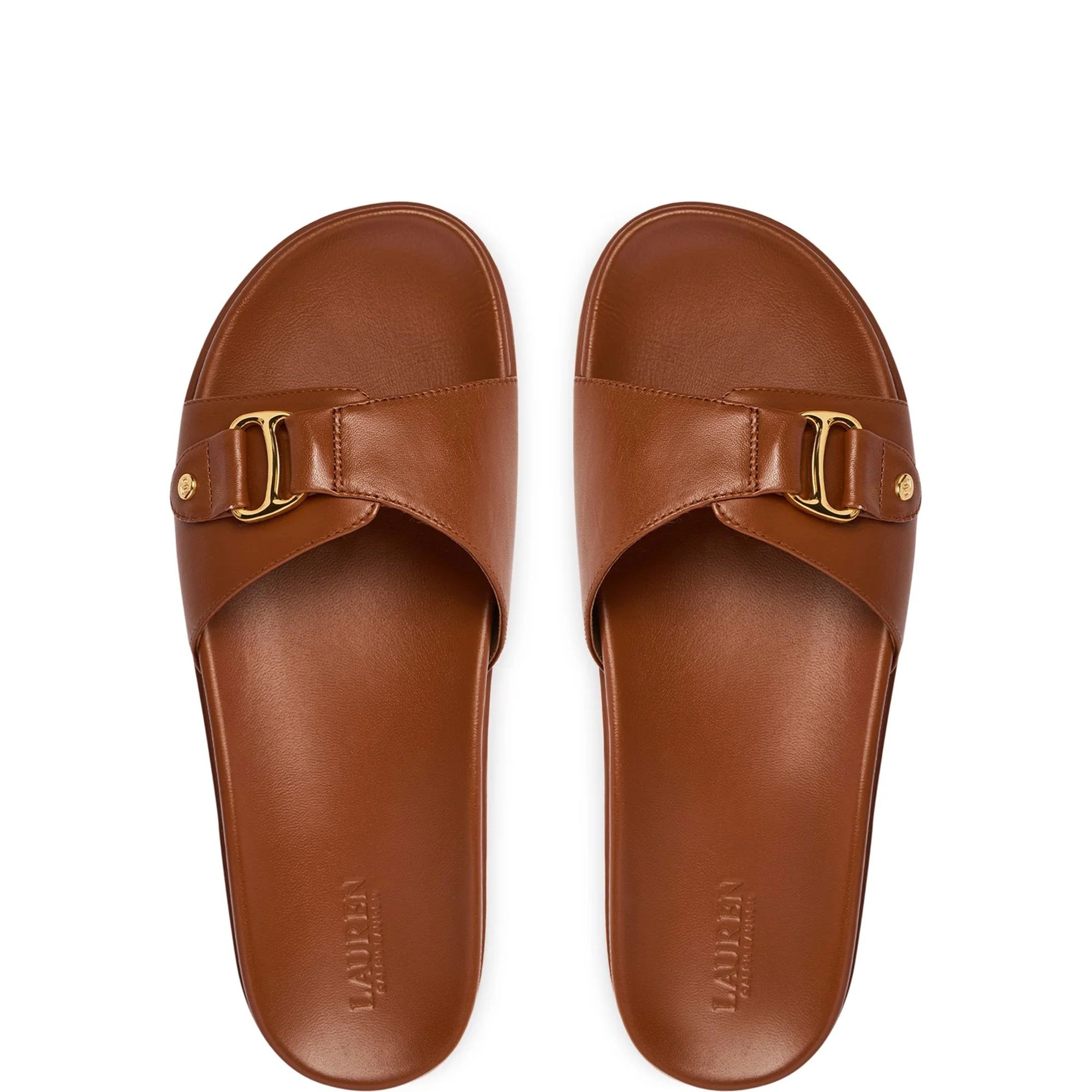 LAUREN RALPH LAUREN Guminės šlepetės moterims, Ruda, Tasha slide-sandals-slide 5