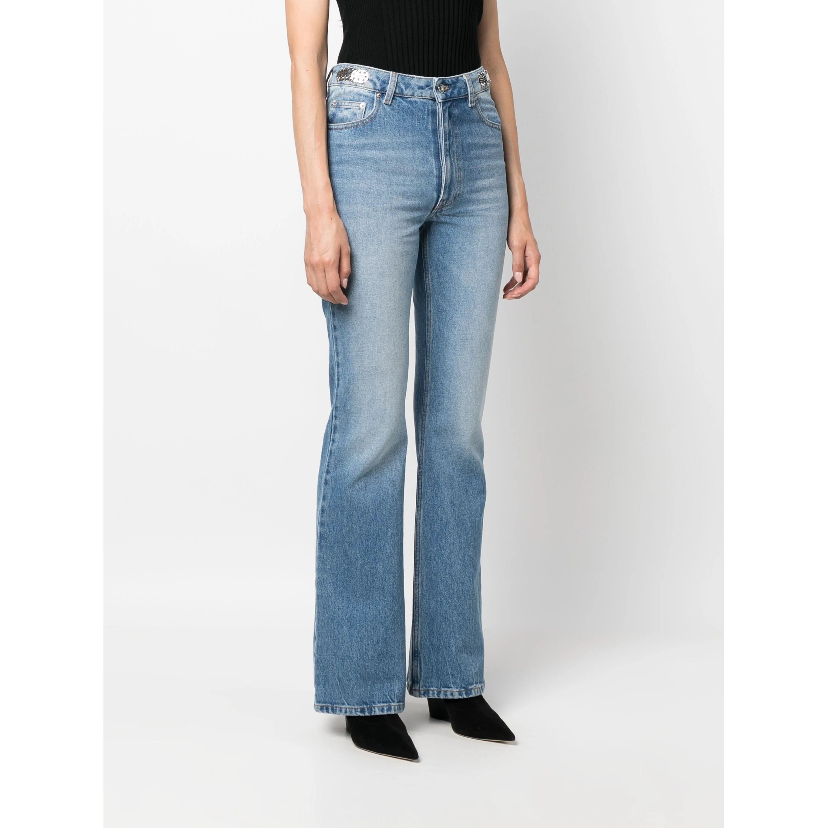PACO RABANNE Platėjantys džinsai moterims, Mėlyna, FLARE PANTS 3