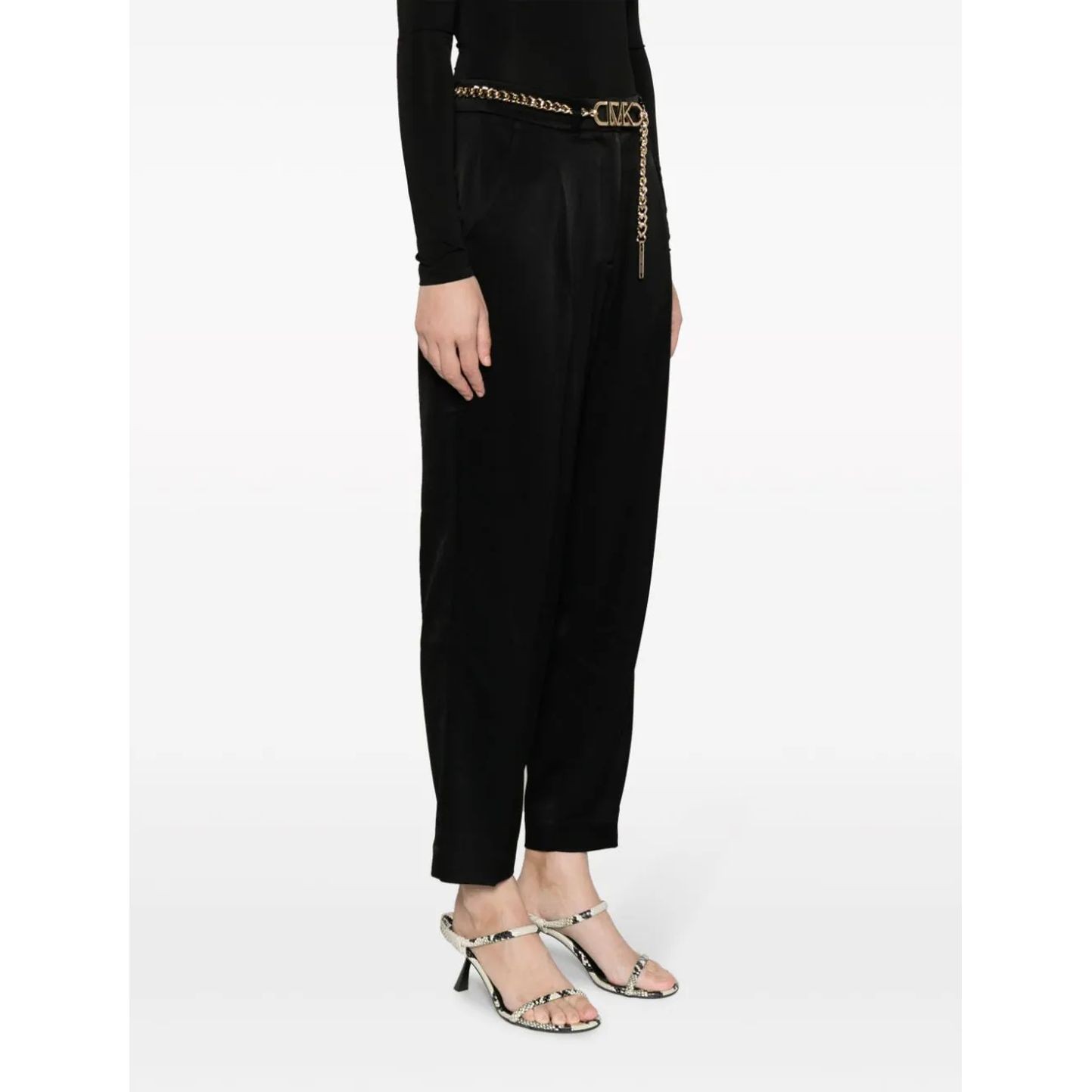 MICHAEL KORS Kelnės moterims, Juoda, Hight waist mk belt pant 3