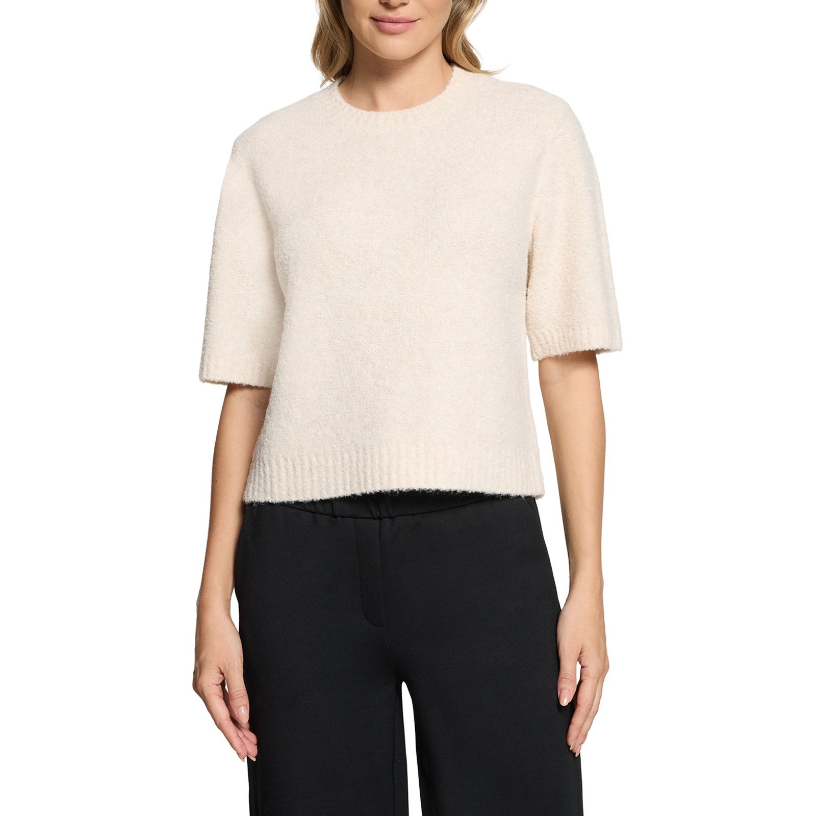 BETTY & CO Megzta palaidinė moterims, Smėlio, Short-sleeved knit sweater 2