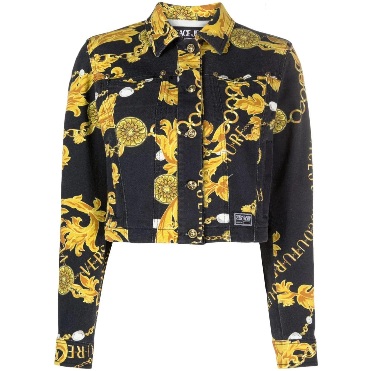 VERSACE JEANS CUTURE Džinsinis švarkas moterims, Juoda, Chain couture jacket 1