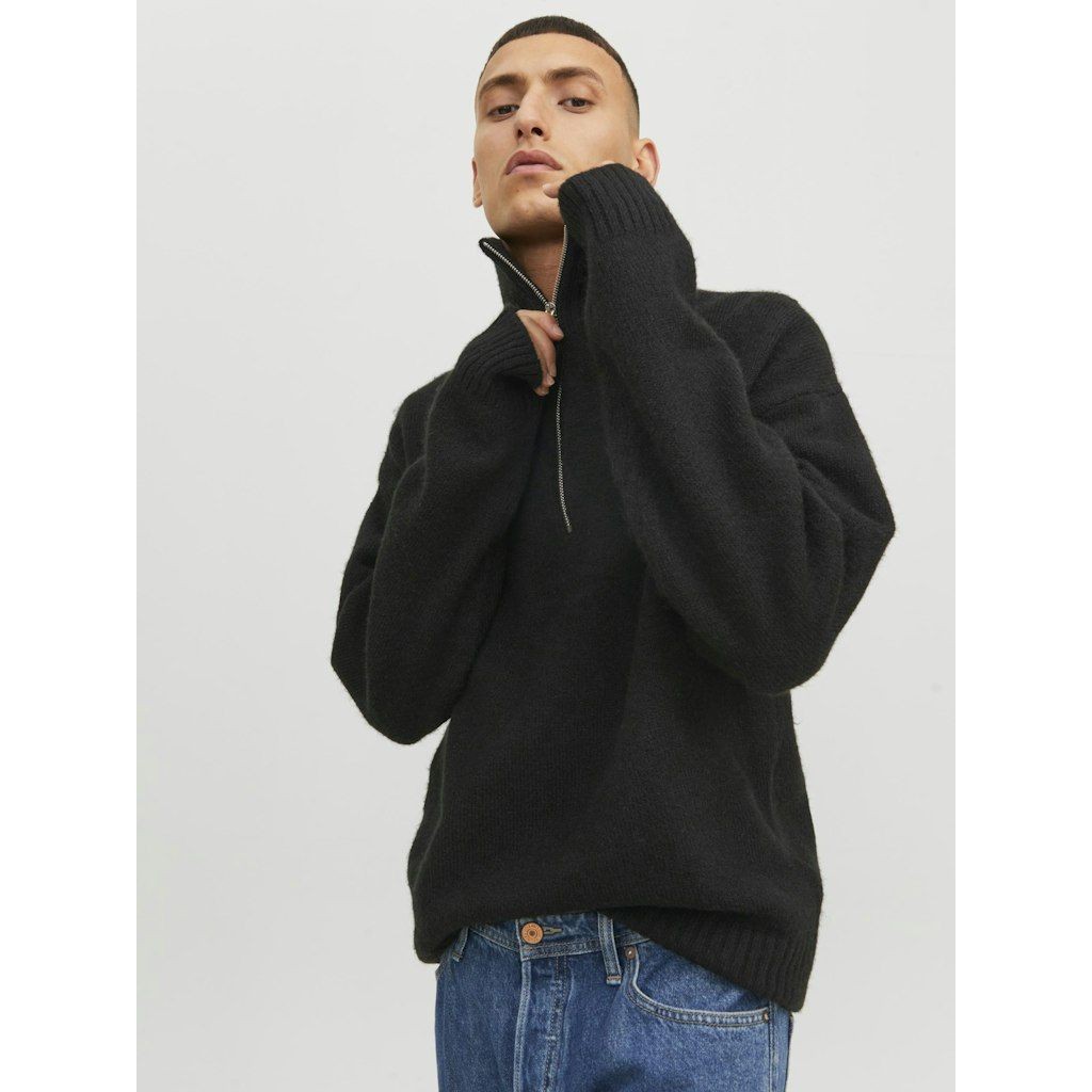 JACK & JONES Megztinis vyrams, Juoda, JOROLLIE KNIT HALF ZIP 7