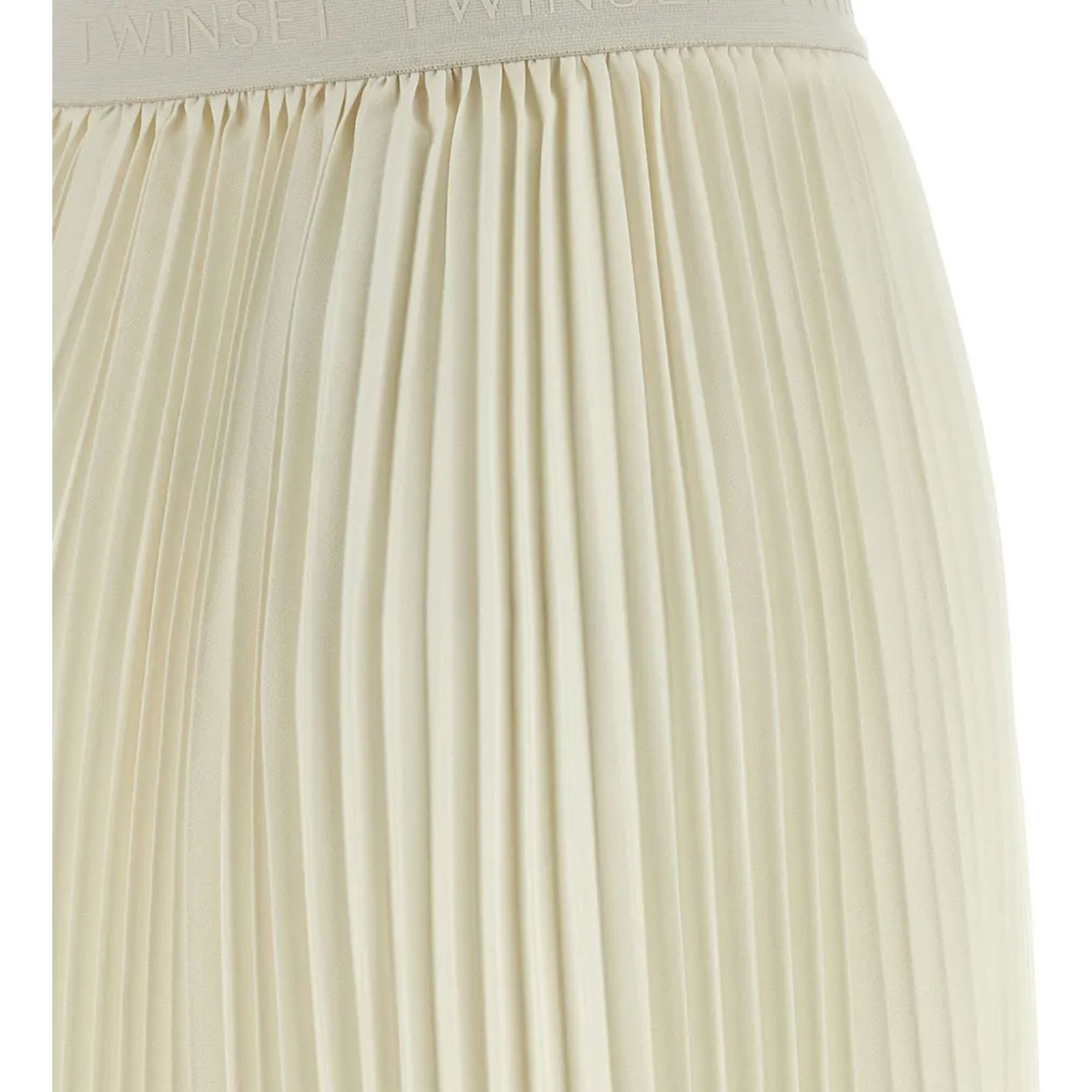 TWINSET Maxi sijonas moterims, Balta, Pleated logo waistband skirt 4