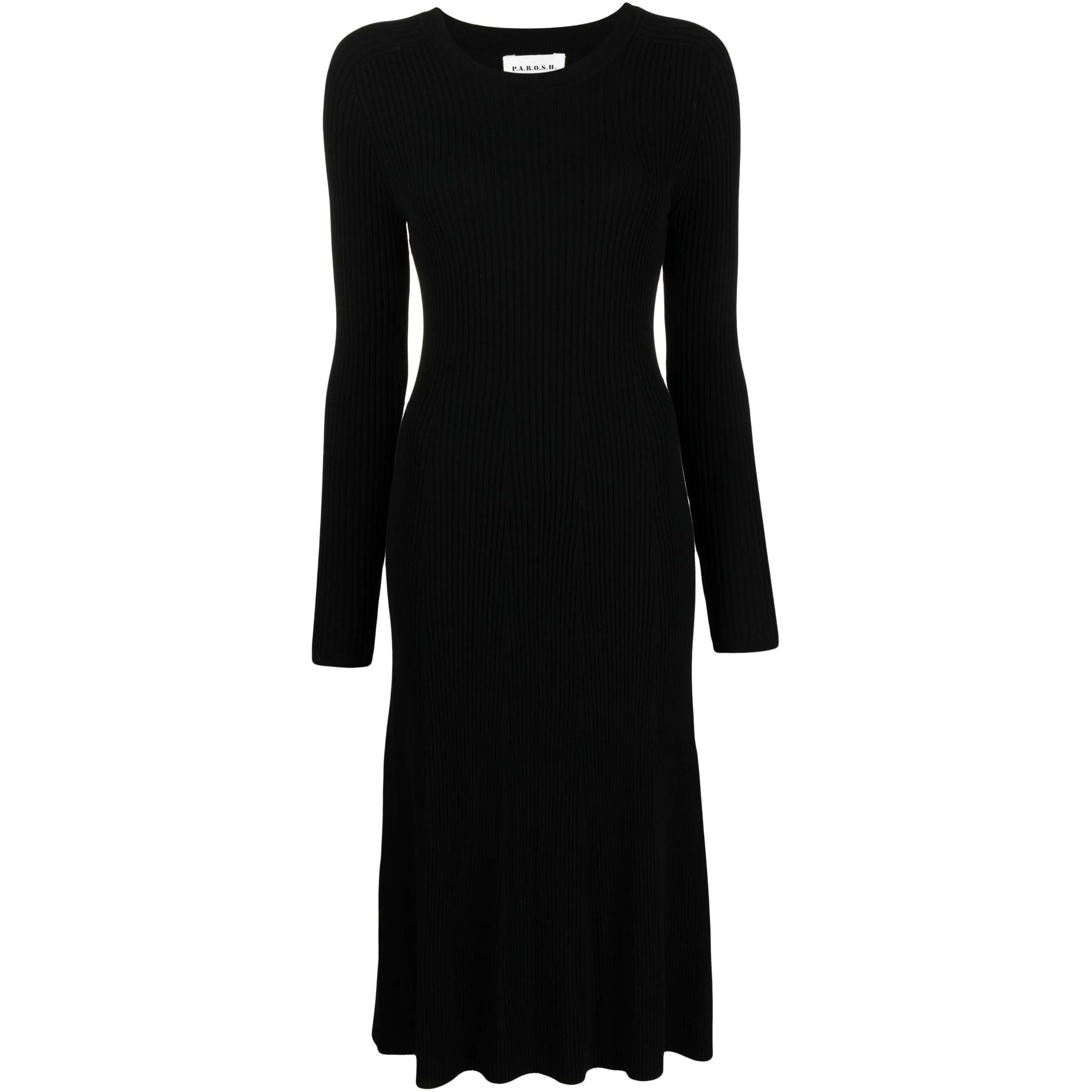 PAROSH Megzta suknelė moterims, Juoda, Reise dress 1