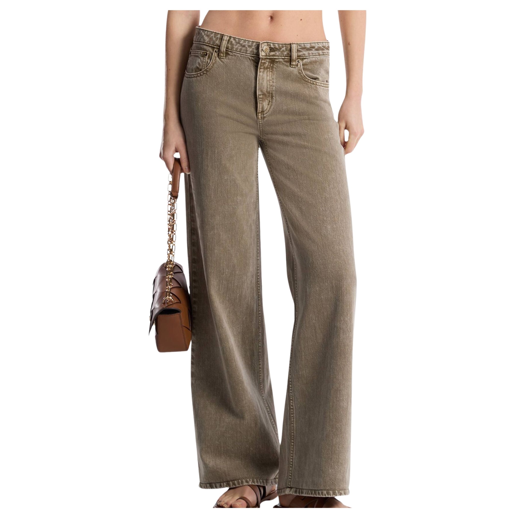 MICHAEL KORS Platūs džinsai moterims, Žalia, Relaxed wide leg jean